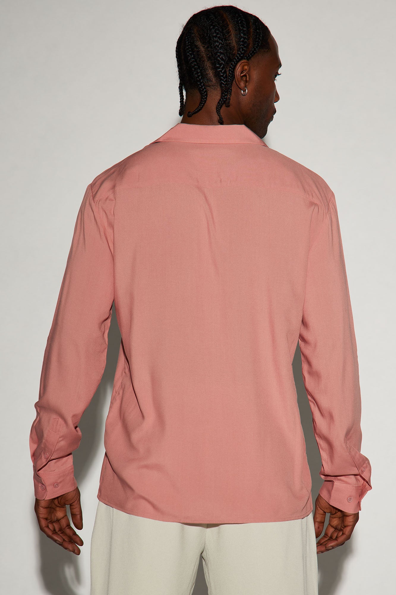 Dawson Relaxed Long Sleeve Button Up Shirt - Mauve - Image 3