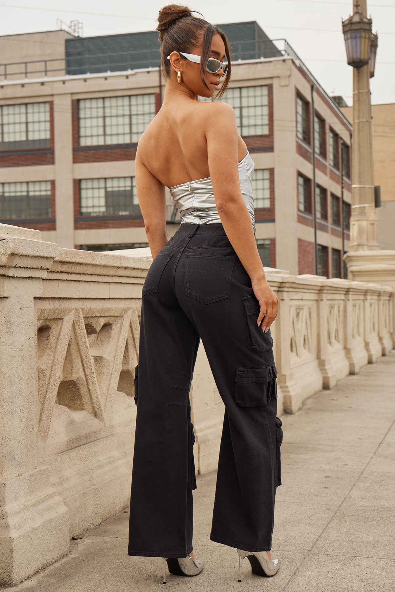 Melrose High Rise Cargo Jean - Black - Image 5
