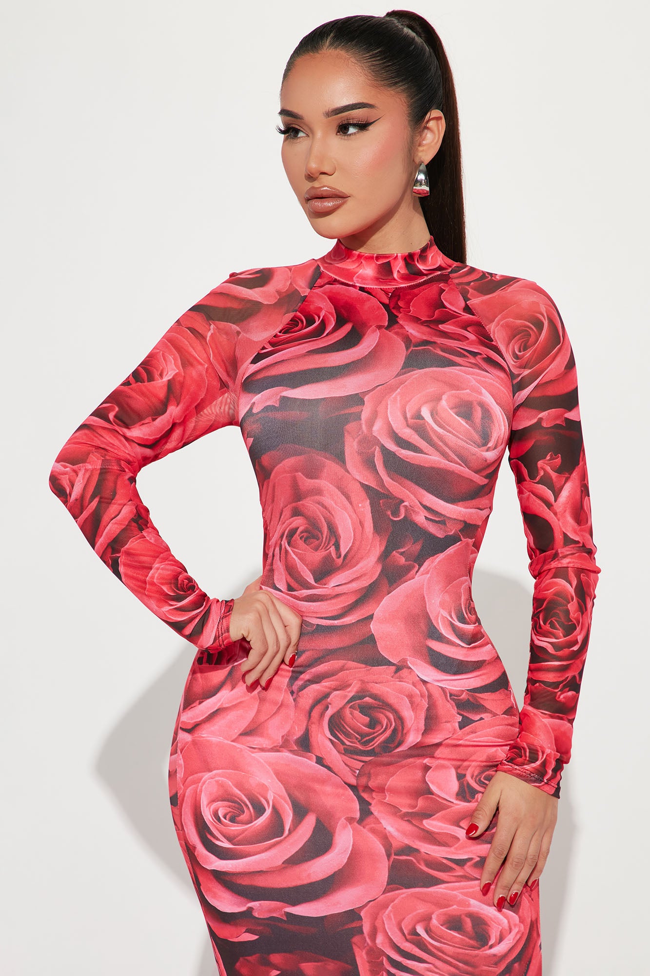 Smell The Roses Maxi Dress - Red/combo - Image 7