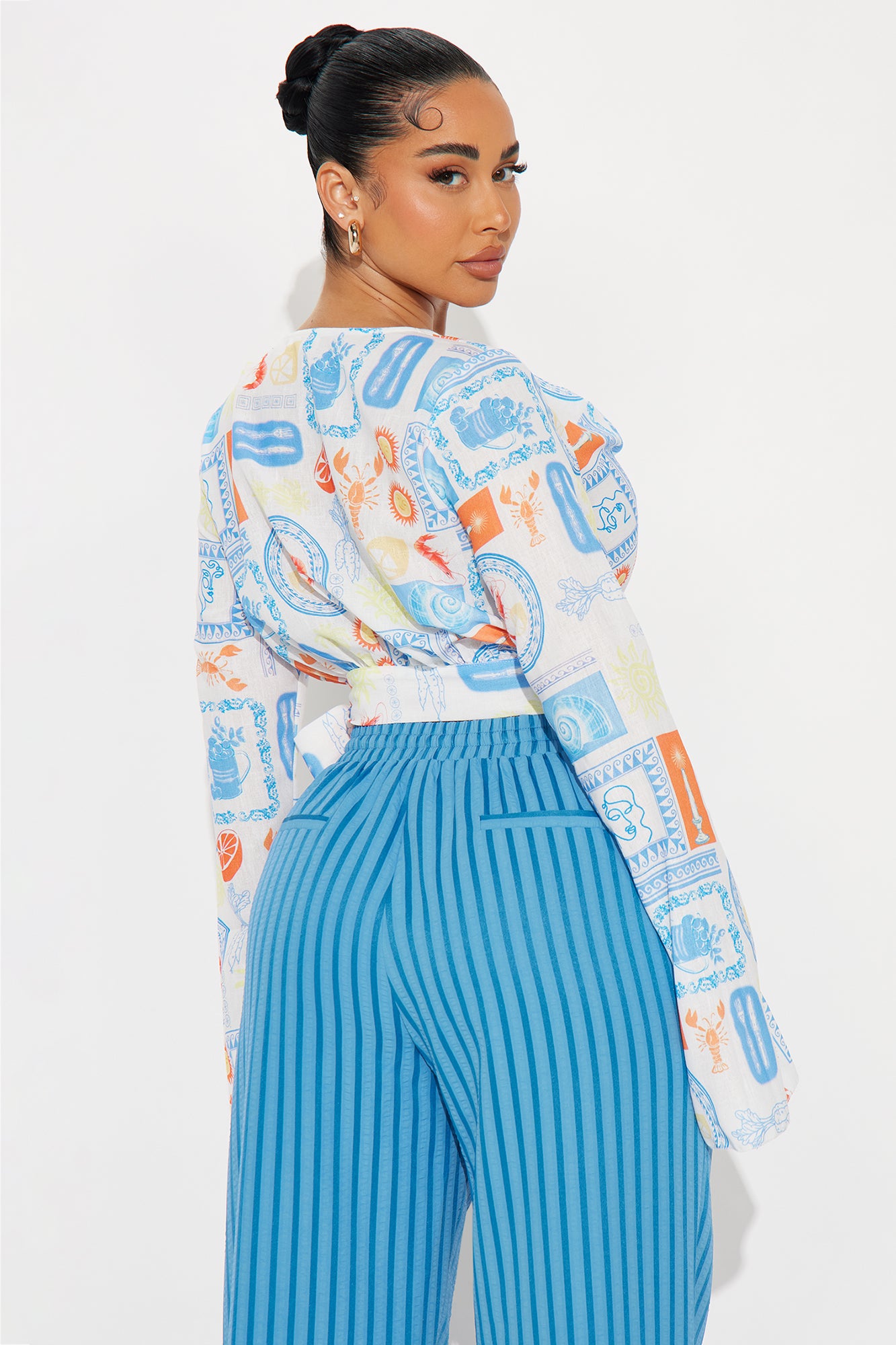 Atlas Linen Top - White/combo - Image 3