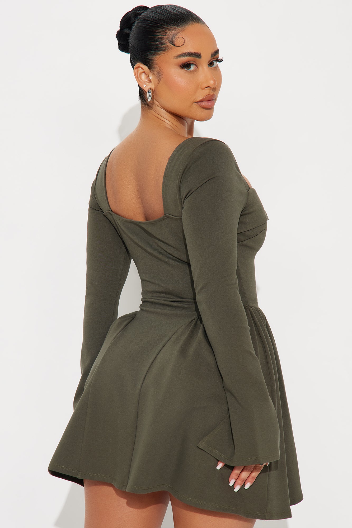 Zolie Ponte Micro Mini Dress - Olive - Image 3