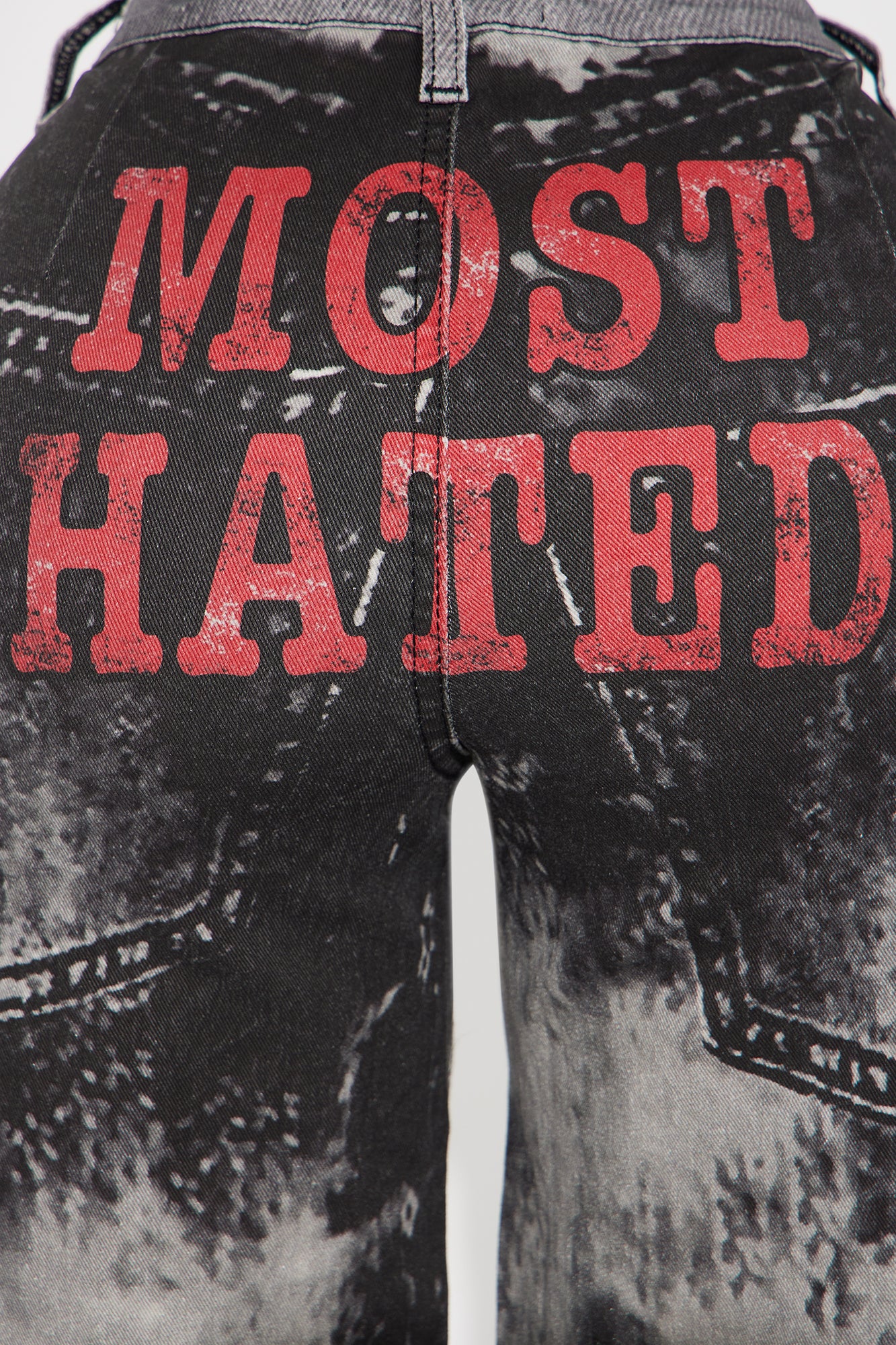 Most Hated Stretch Printed Straight Leg Jeans - Grey - Image 3