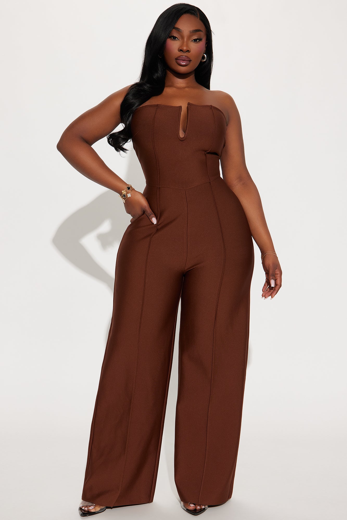 Someone To You Bandage Jumpsuit  - Chocolate - Image 4
