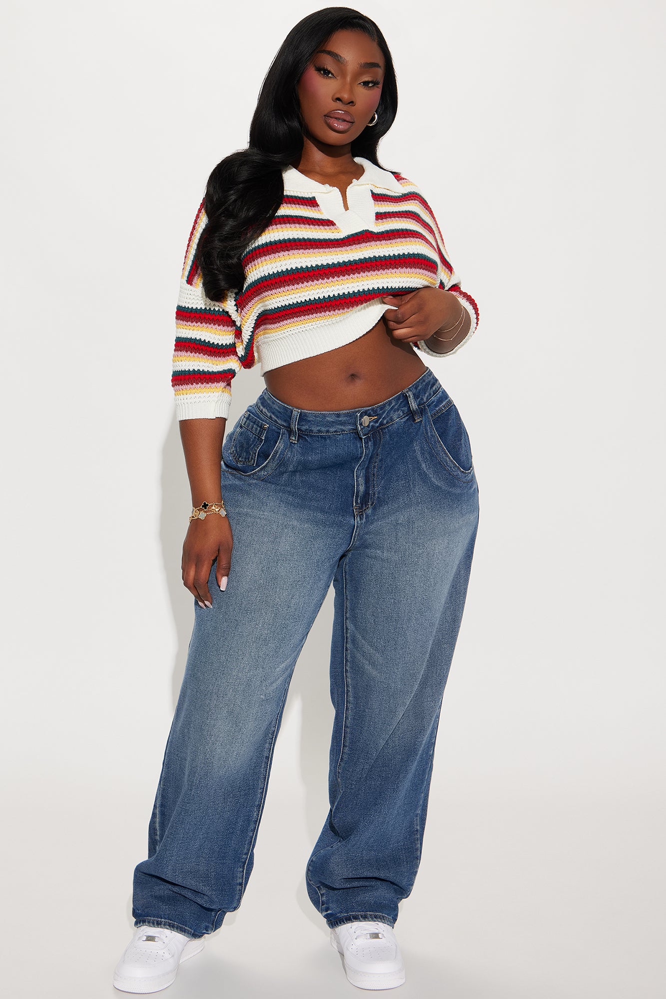 Vacay Vibe Striped Crochet Polo - Multi Color - Image 5