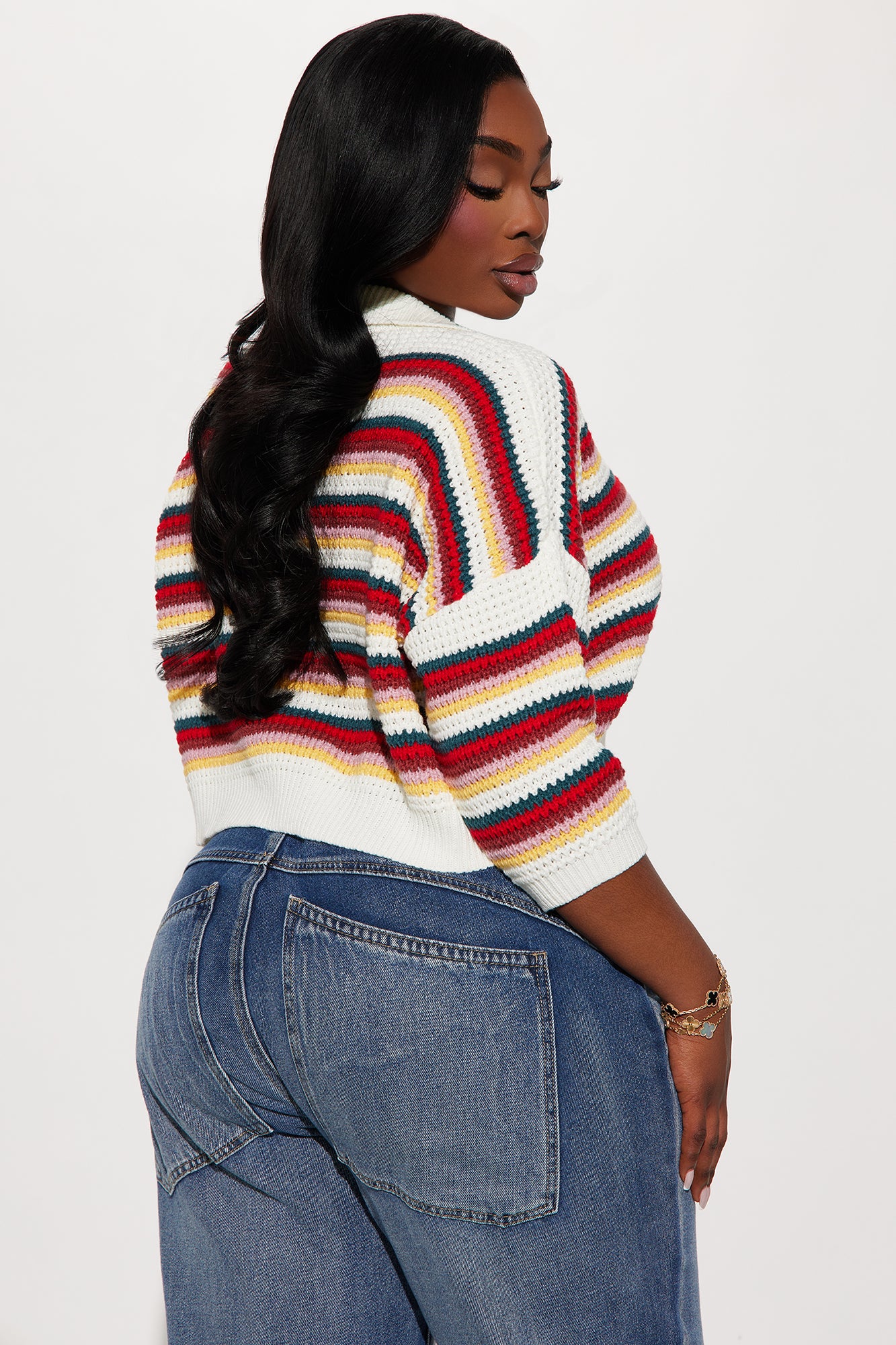Vacay Vibe Striped Crochet Polo - Multi Color - Image 6