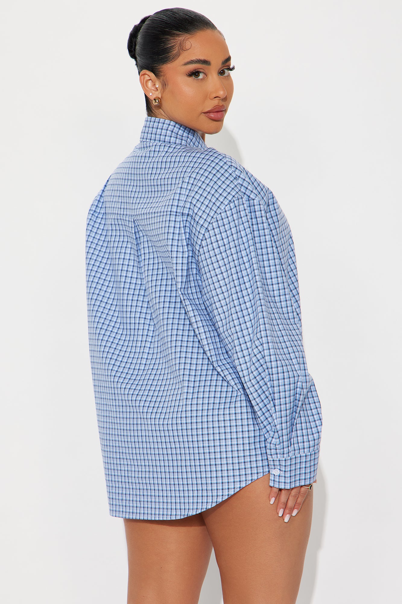 Your Boyfriends Oversized Plaid Shirt - Blue/combo - Image 3