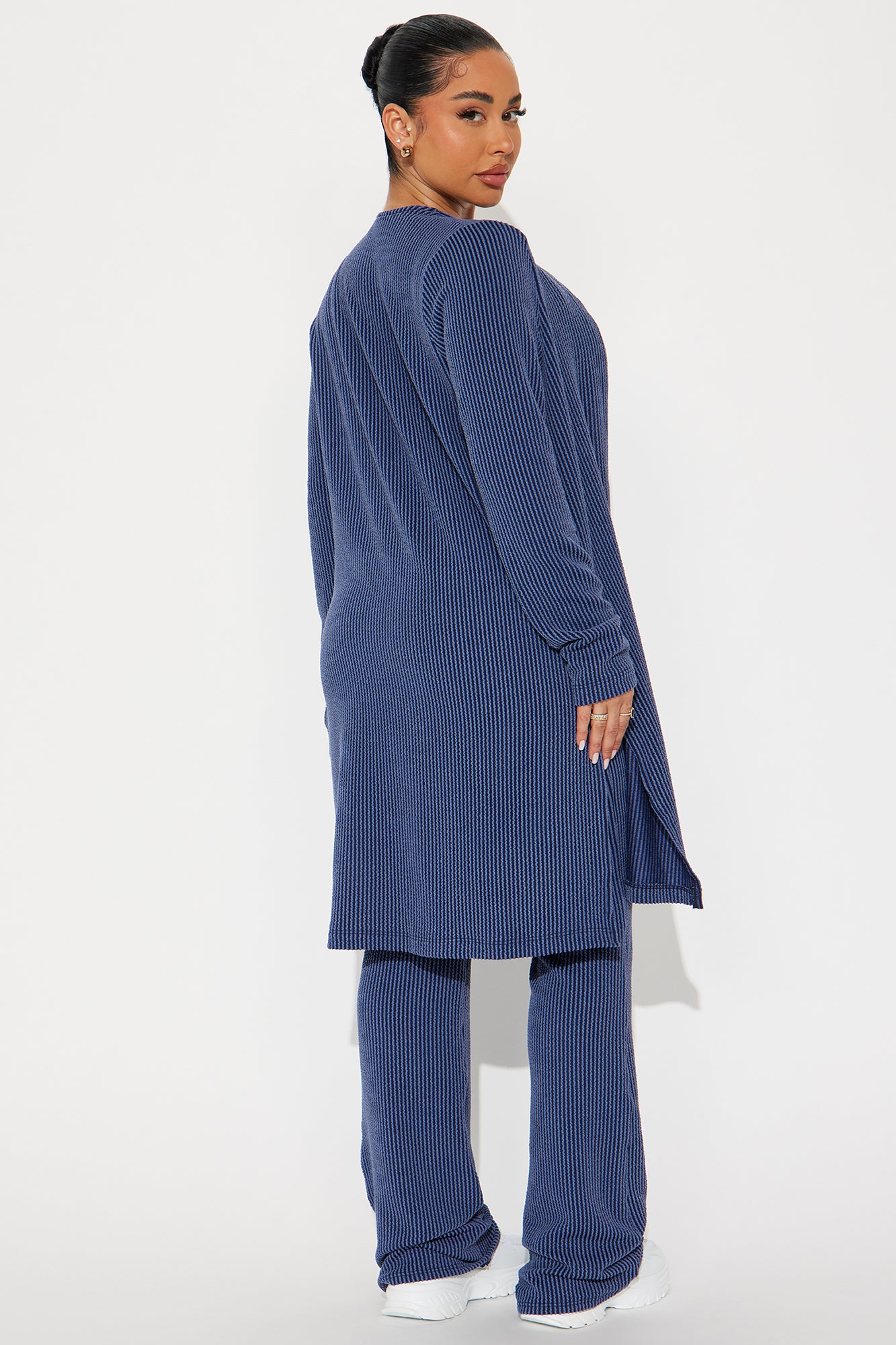 Weekend Vibe Ribbed 3 Piece Pant Set - Navy - Image 4