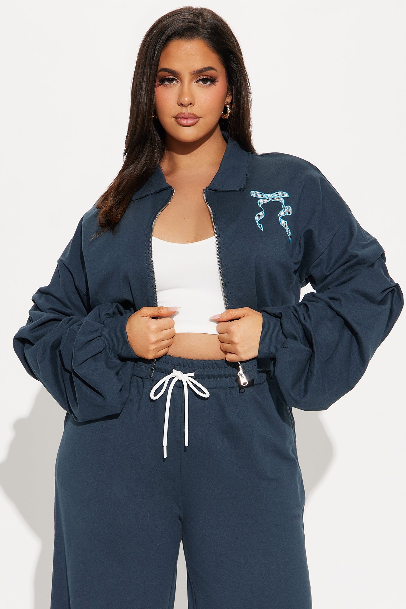 Keep It Preppy Polo Sweatsuit Set - Navy - Image 5