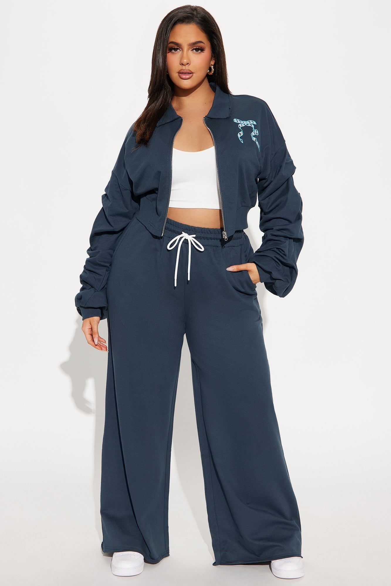Keep It Preppy Polo Sweatsuit Set - Navy - Image 4