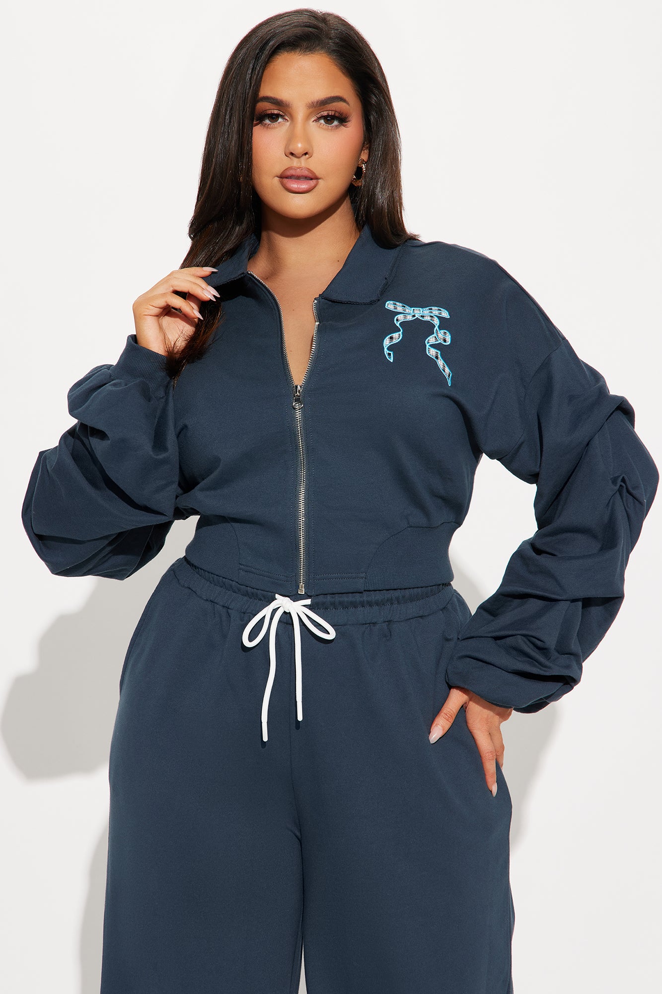 Keep It Preppy Polo Sweatsuit Set - Navy - Image 6