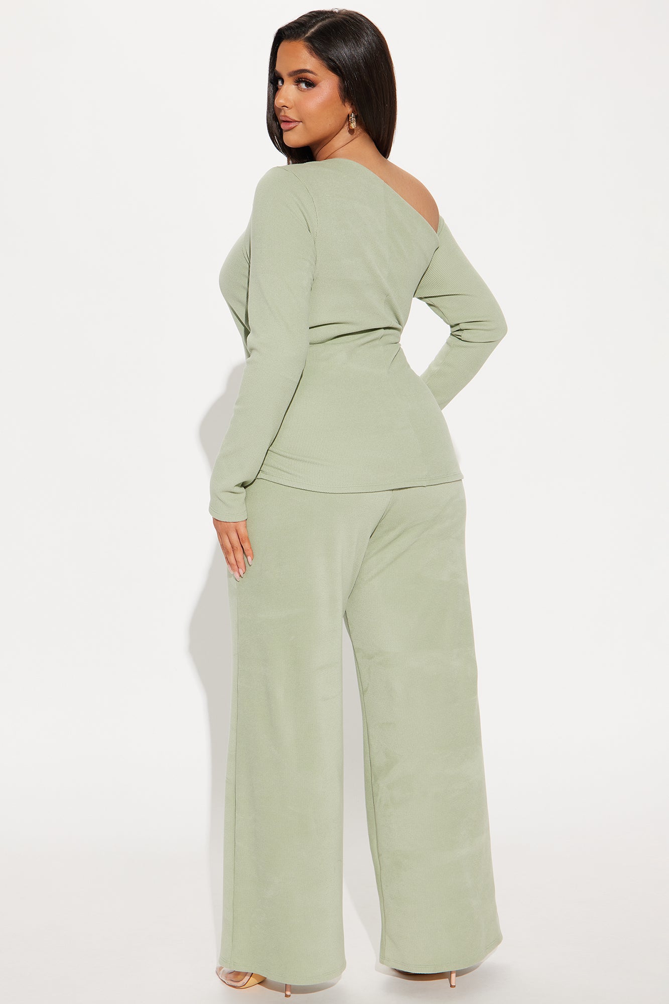 Maya Off Shoulder Pant Set - Sage - Image 6