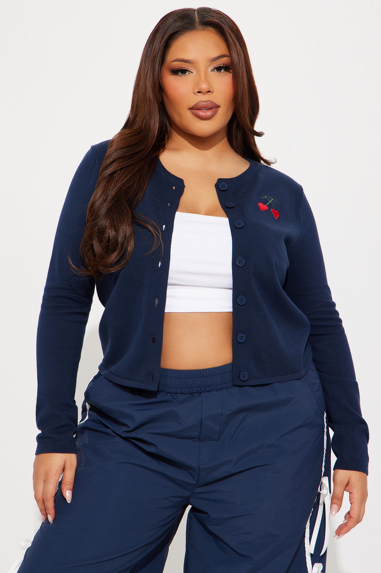 Cherry Hearts Cardigan - Navy - Image 4