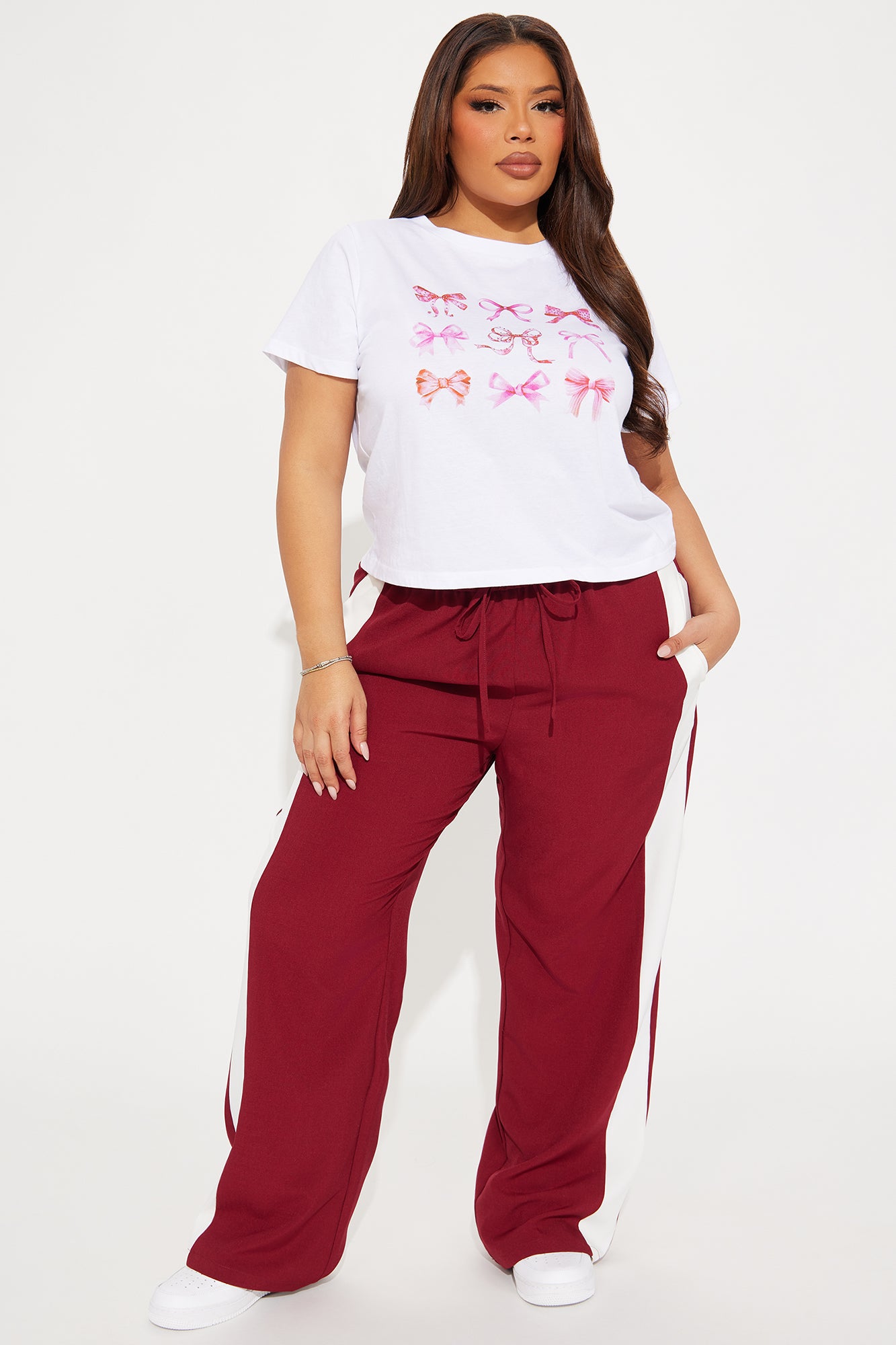 Never Too Late Track Pant - Burgundy/combo - Image 4