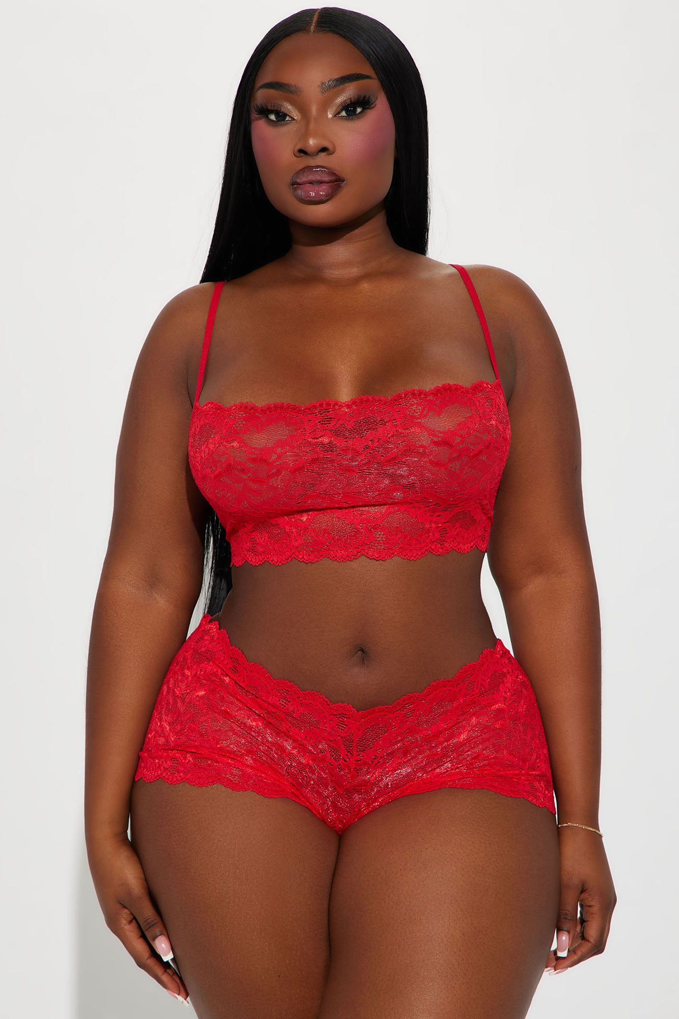 Sultry Moments Lace 2 Piece Set - Red - Image 4