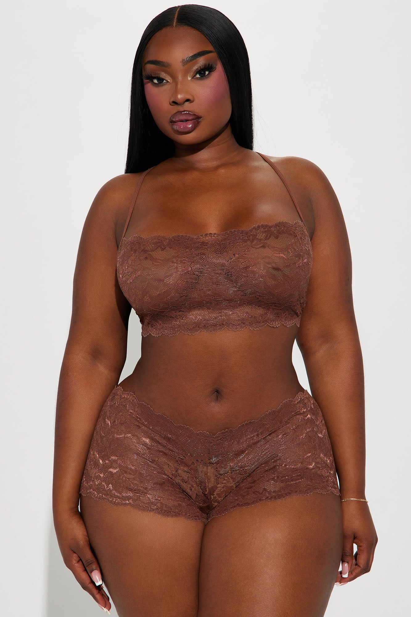 Sultry Moments Lace 2 Piece Set - Chocolate - Image 4