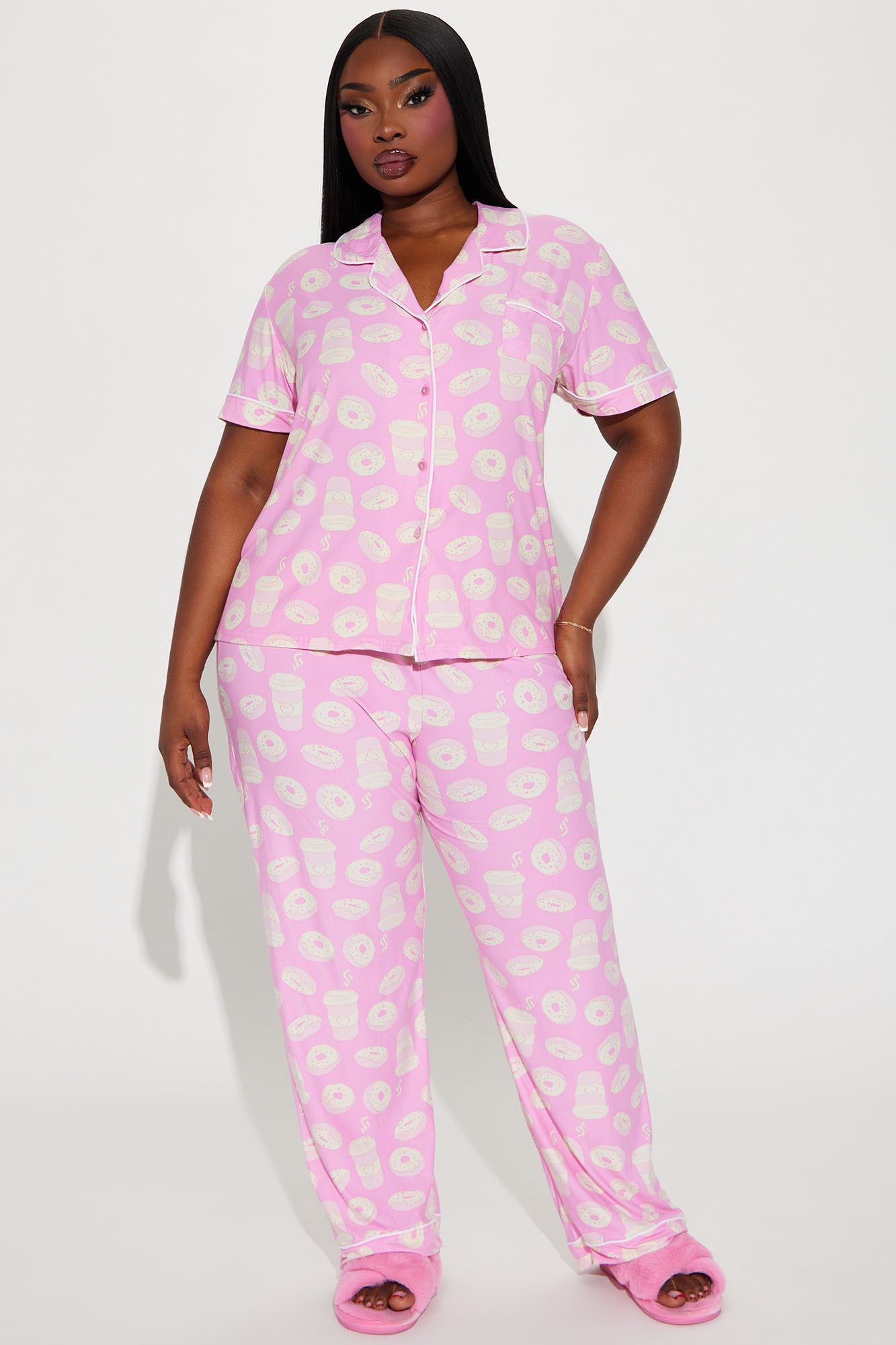 Coffee And Donuts PJ Pant Set - Pink - Image 4