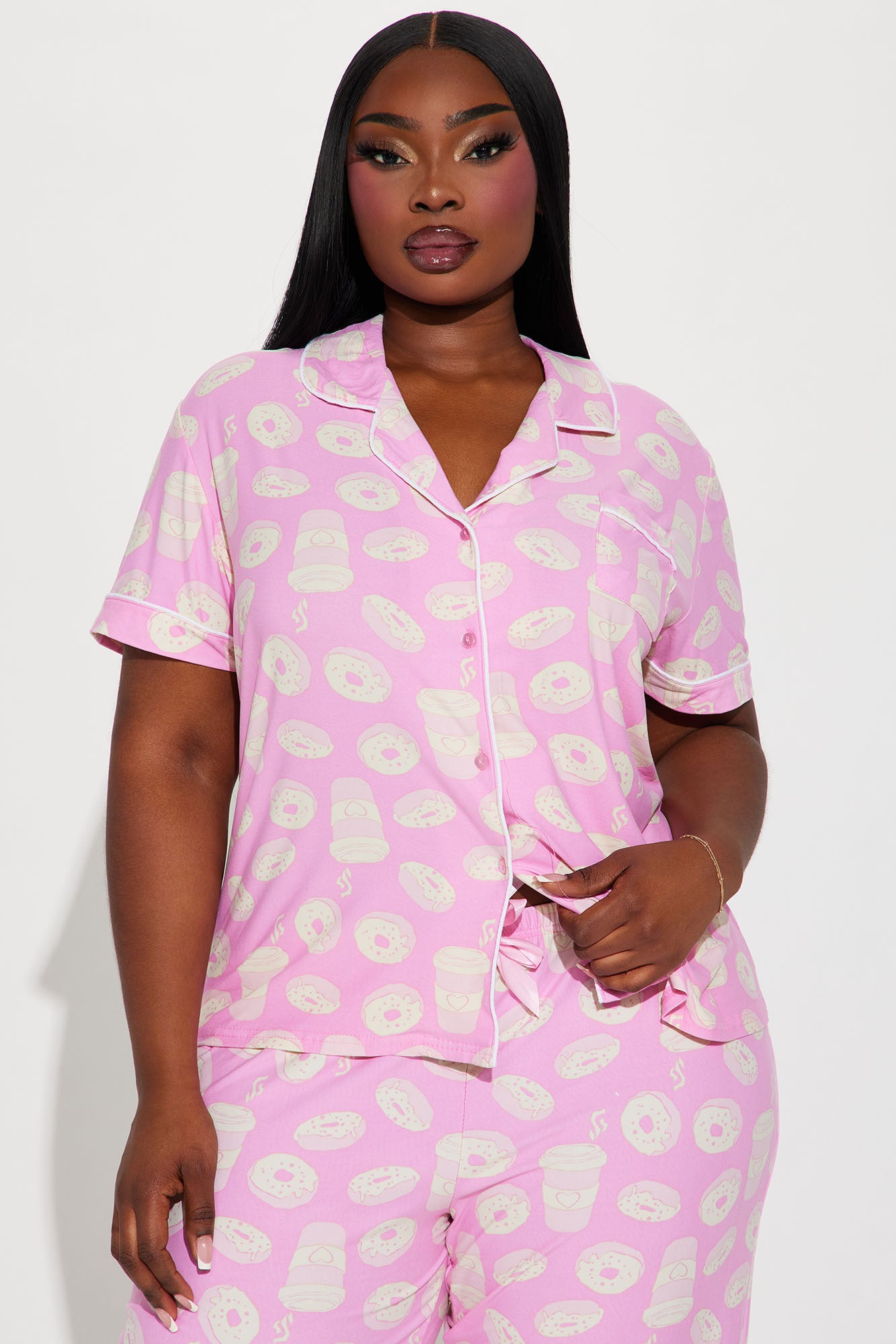 Coffee And Donuts PJ Pant Set - Pink - Image 5