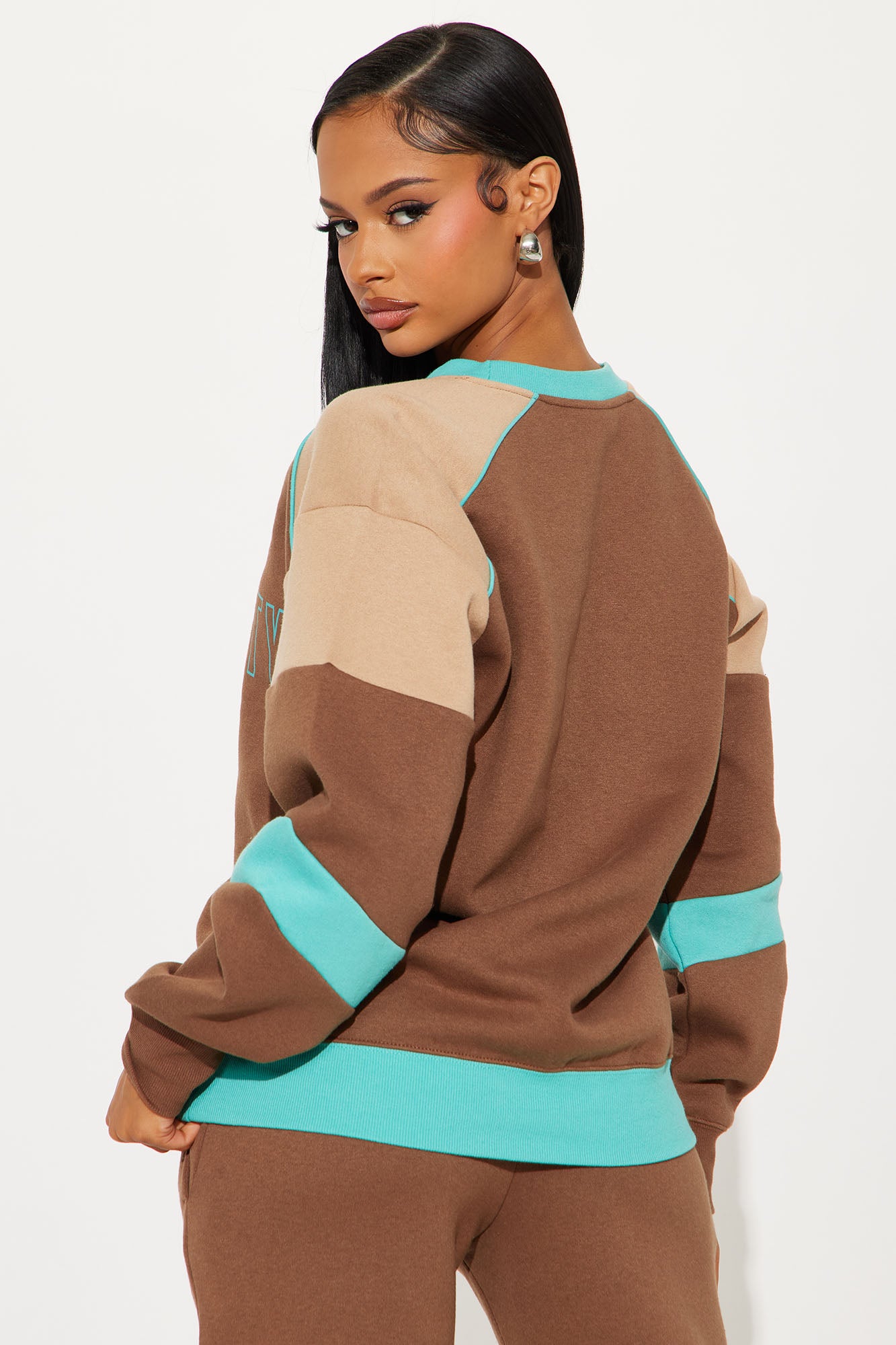 Hello Kitty Color Block Sweatshirt - Brown/combo - Image 3