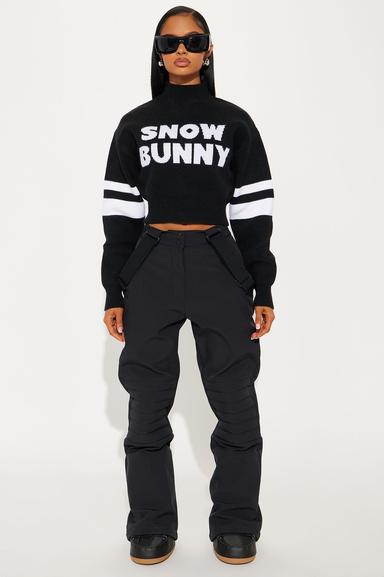 Snow Bunny Cropped Sweater - Black - Image 4