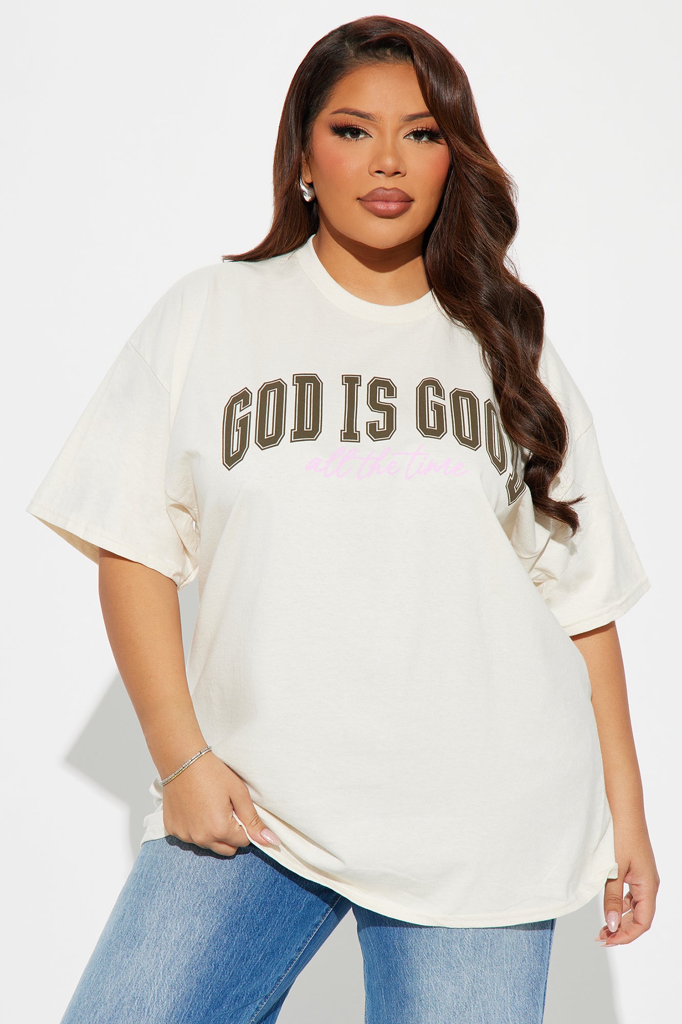 God Is Good Oversized Tee - Natural - Image 4