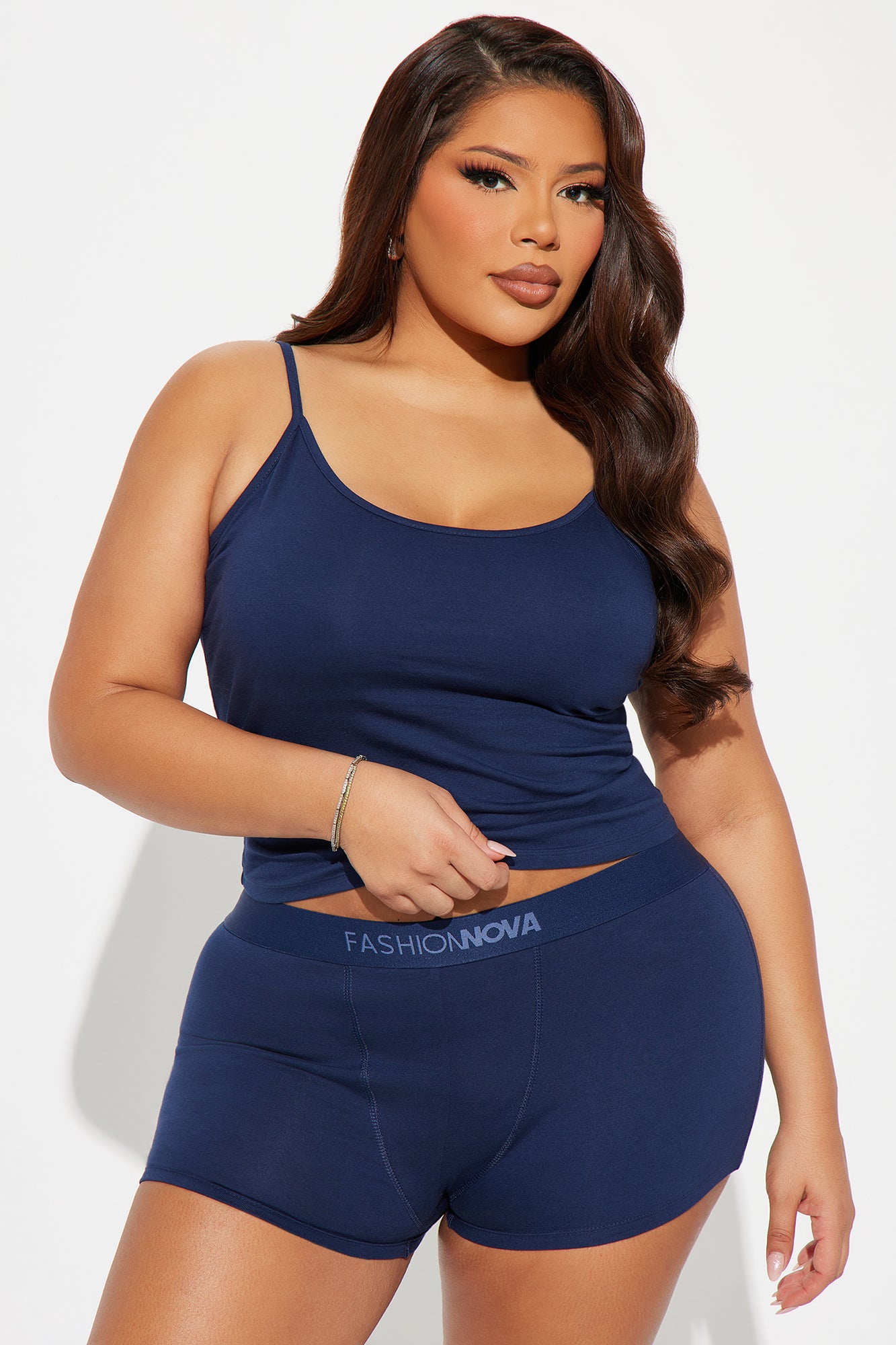 FN Mood PJ Boxer Short Set - Navy - Image 4