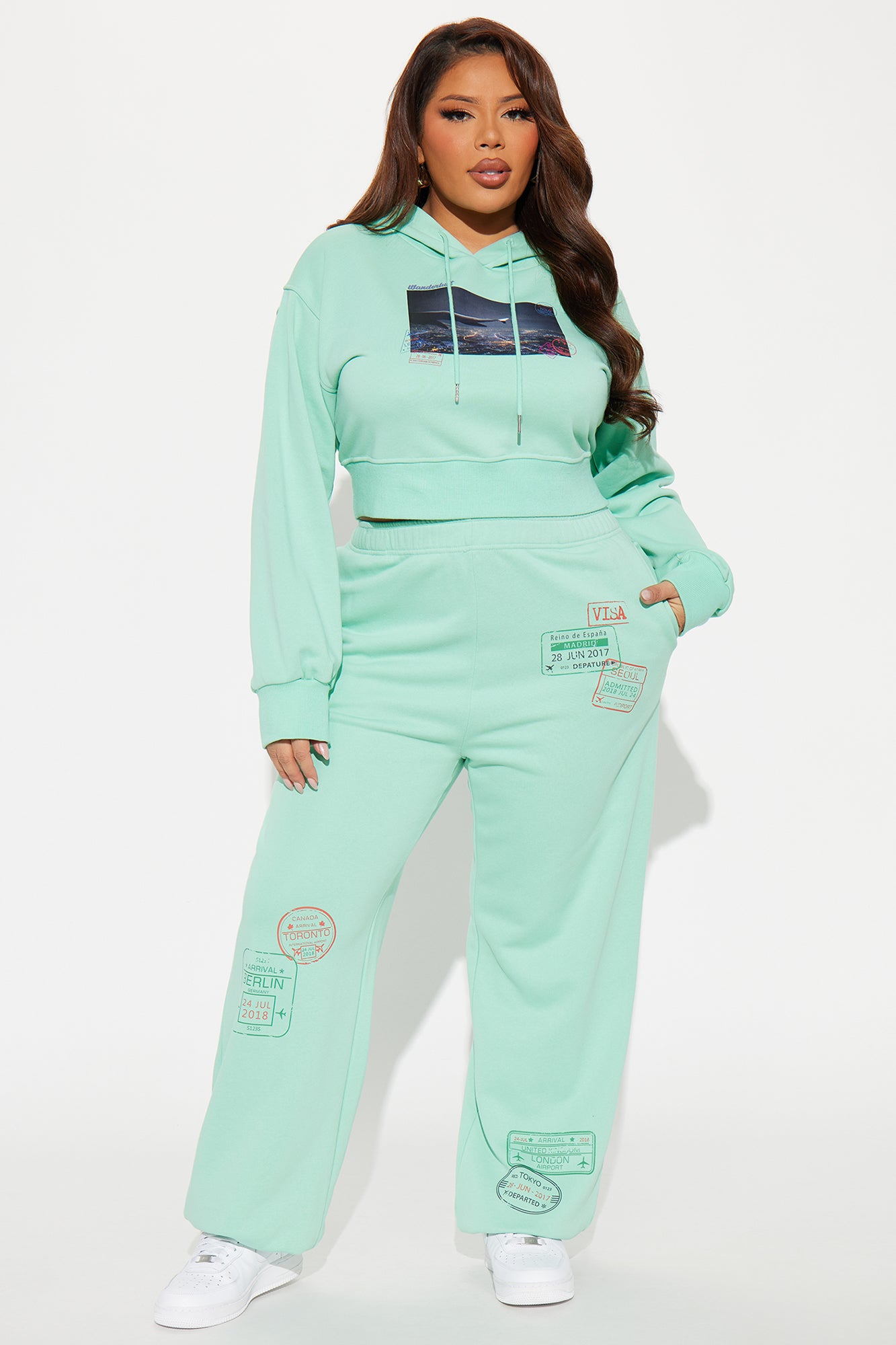 Airport Fit French Terry Pant Set - Mint - Image 7