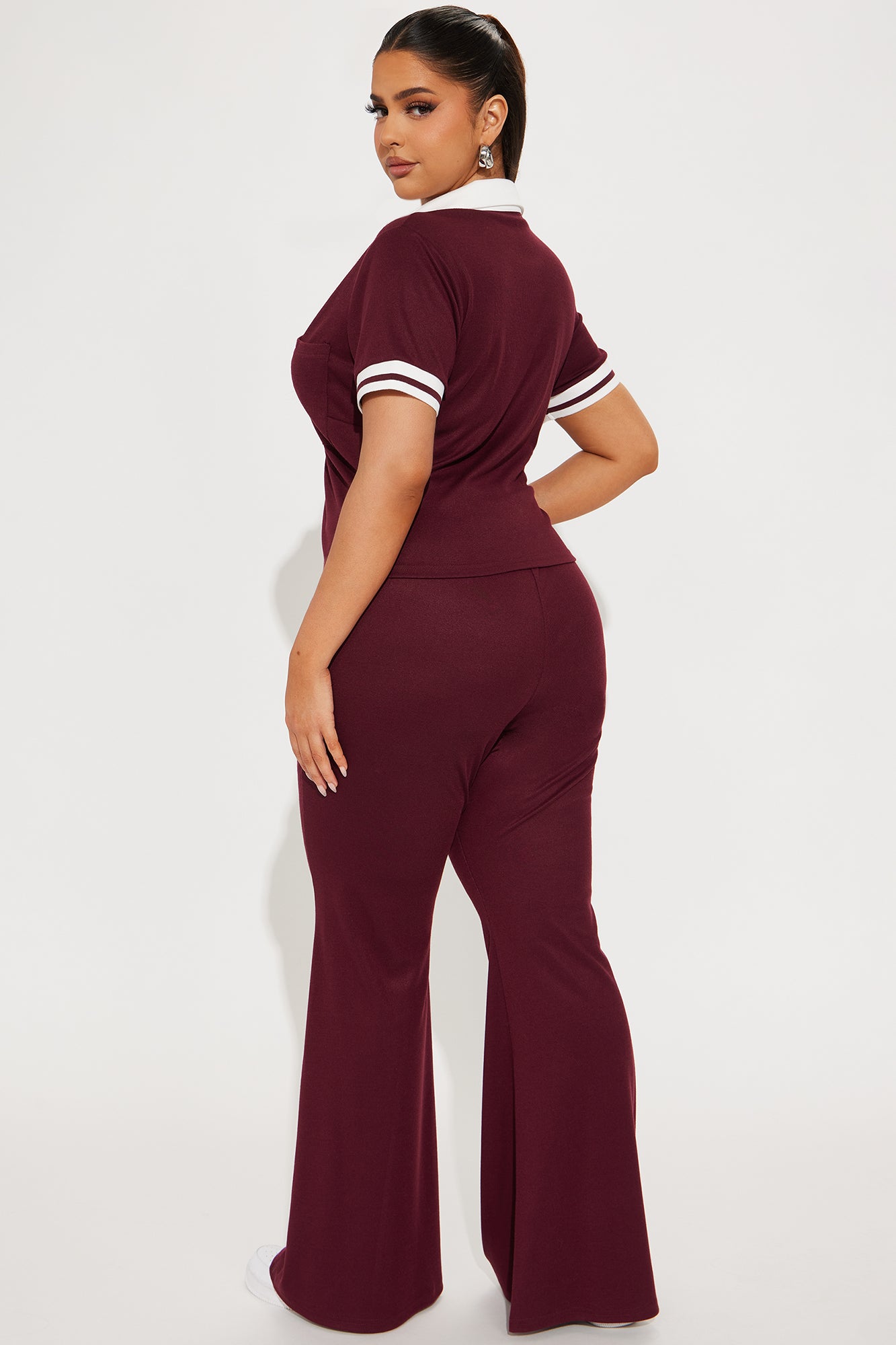 Diana Polo Sweater Pant Set - Burgundy - Image 6