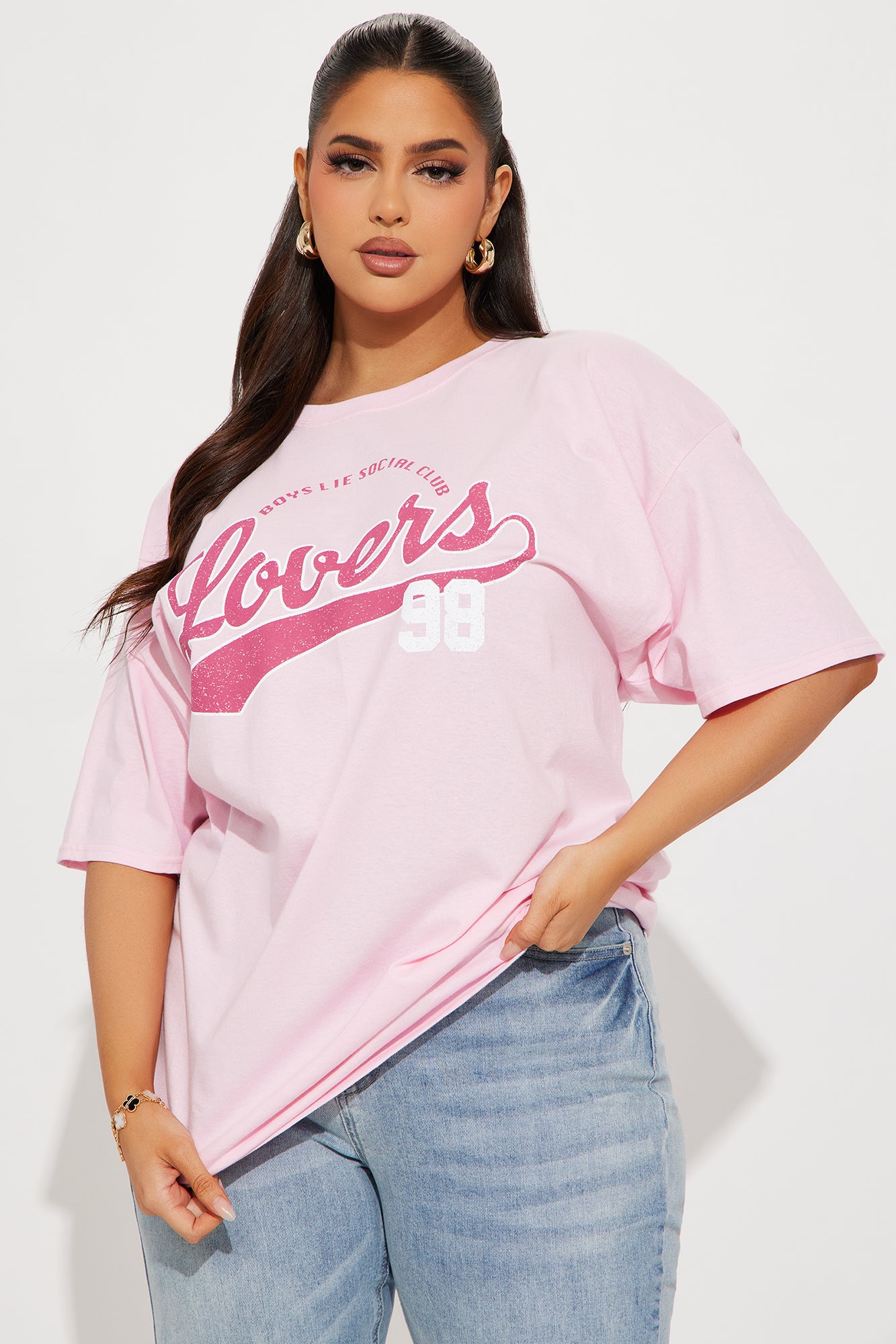 Boys Lie Lovers Club Oversized Tee - Light Pink - Image 4