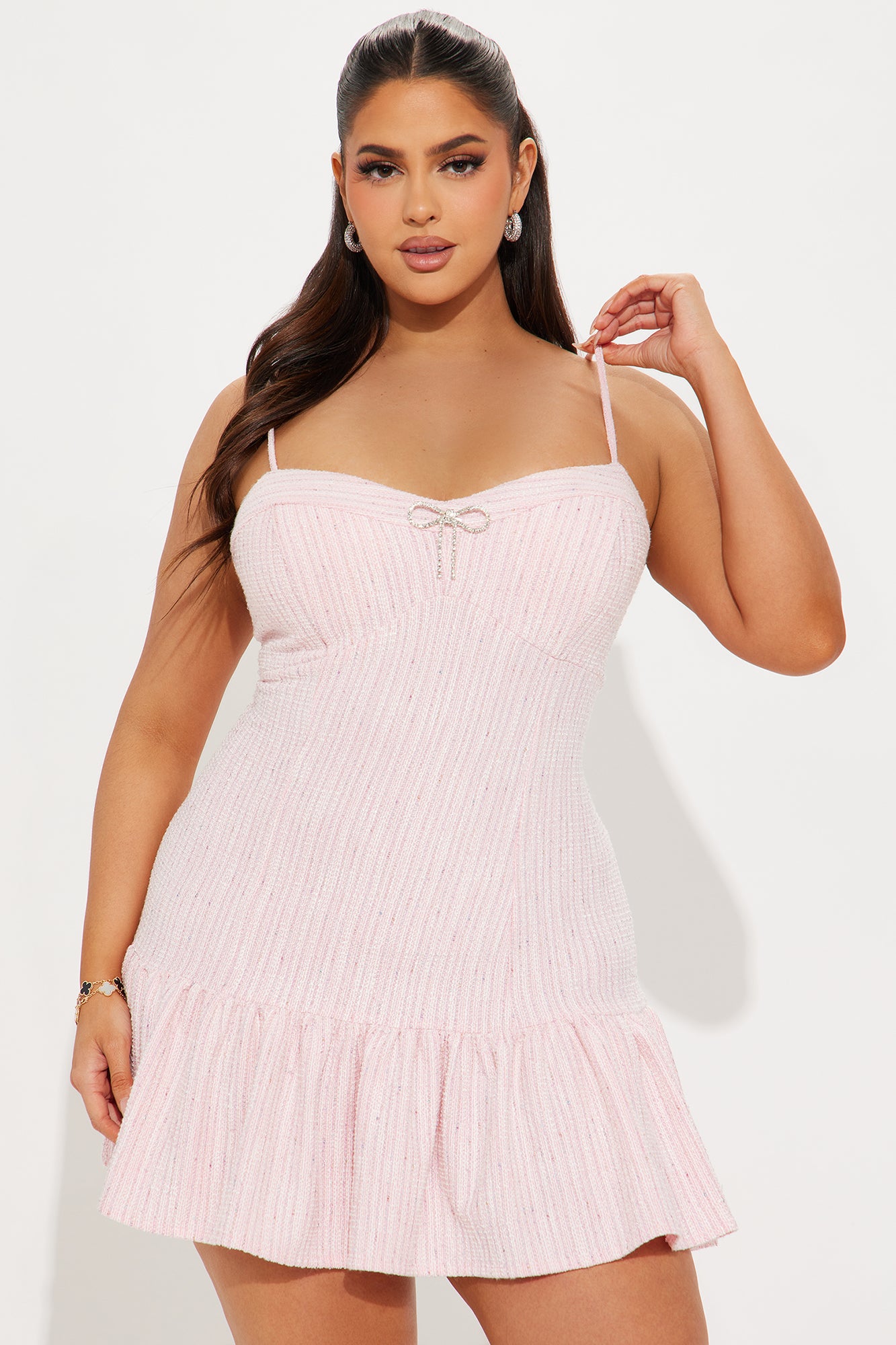 Work And Play Stretch Tweed Mini Dress - Pink - Image 4