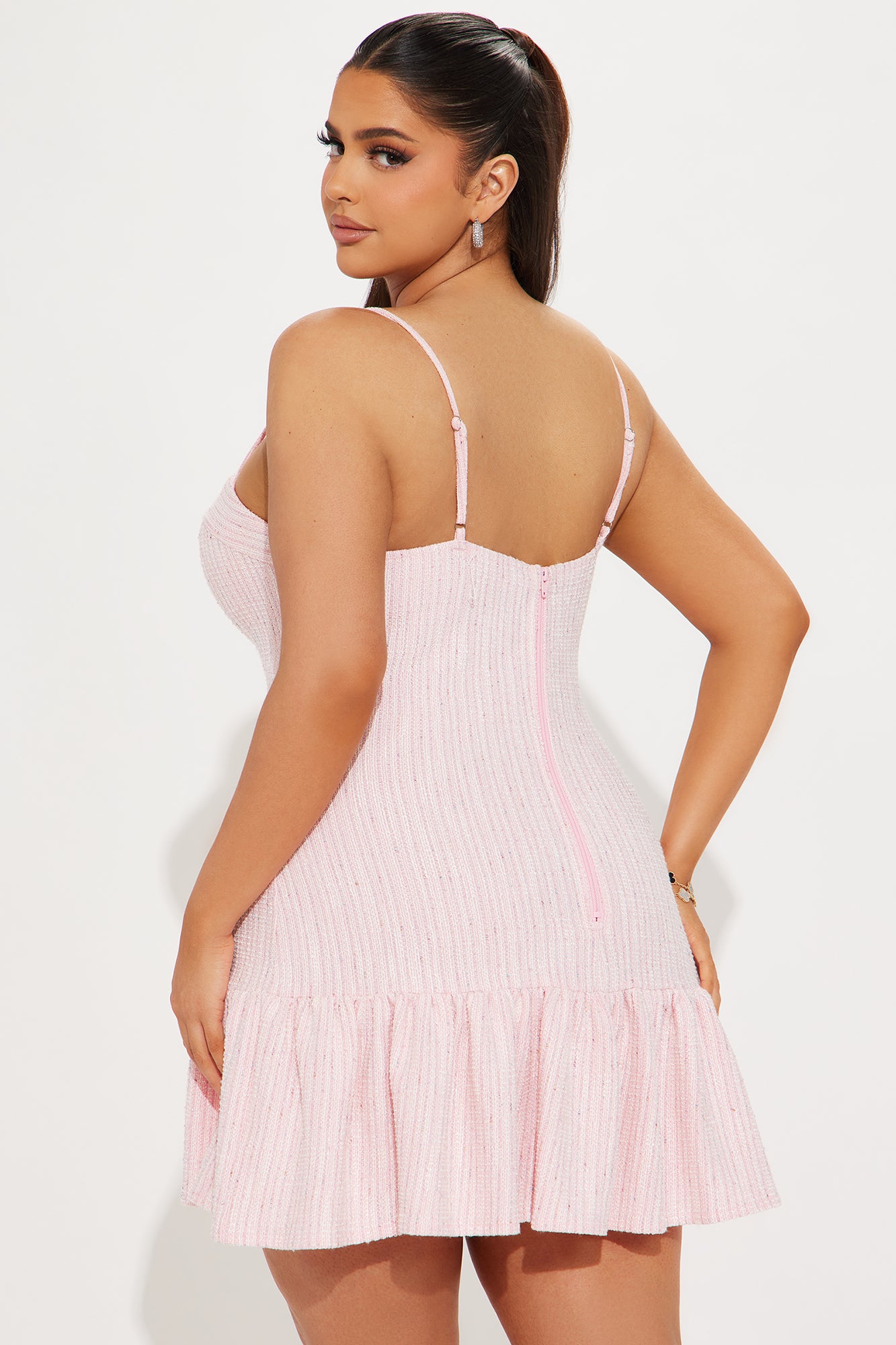 Work And Play Stretch Tweed Mini Dress - Pink - Image 6