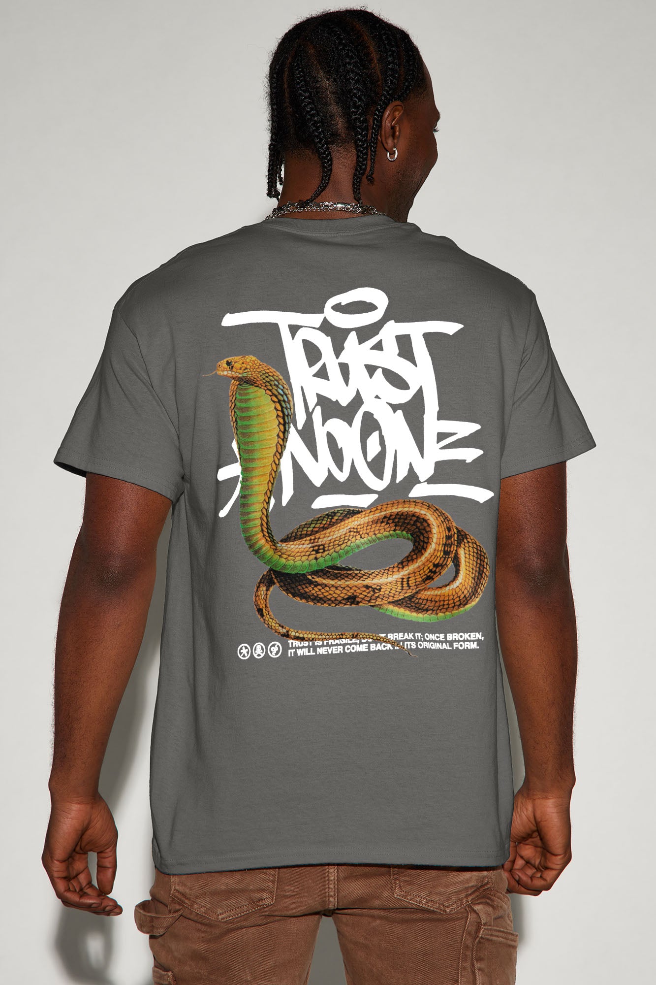 Beware Of Snakes Short Sleeve Tee - Charcoal - Image 3