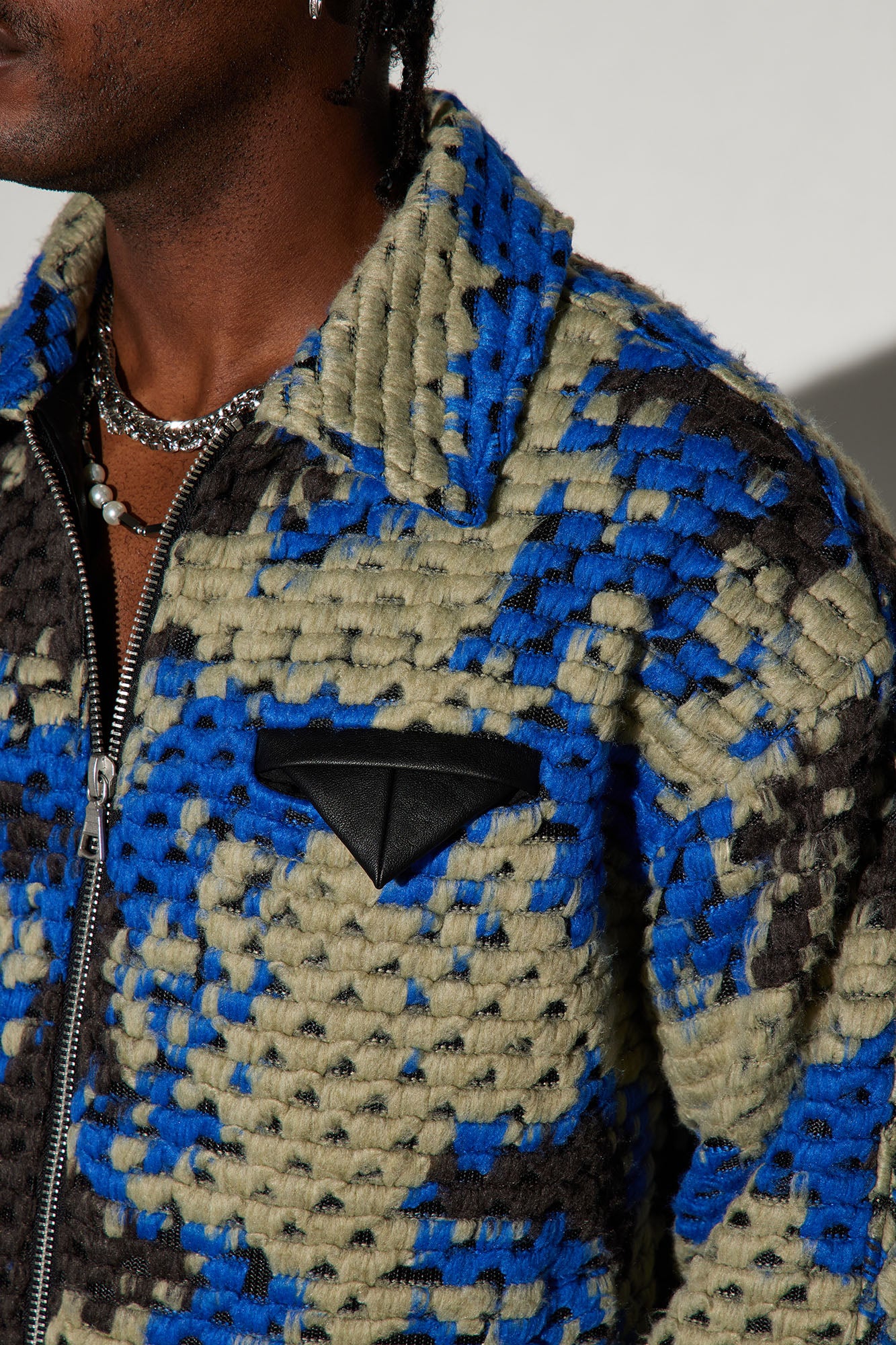 Newbury Jacquard Cropped Jacket - Blue/combo - Image 3