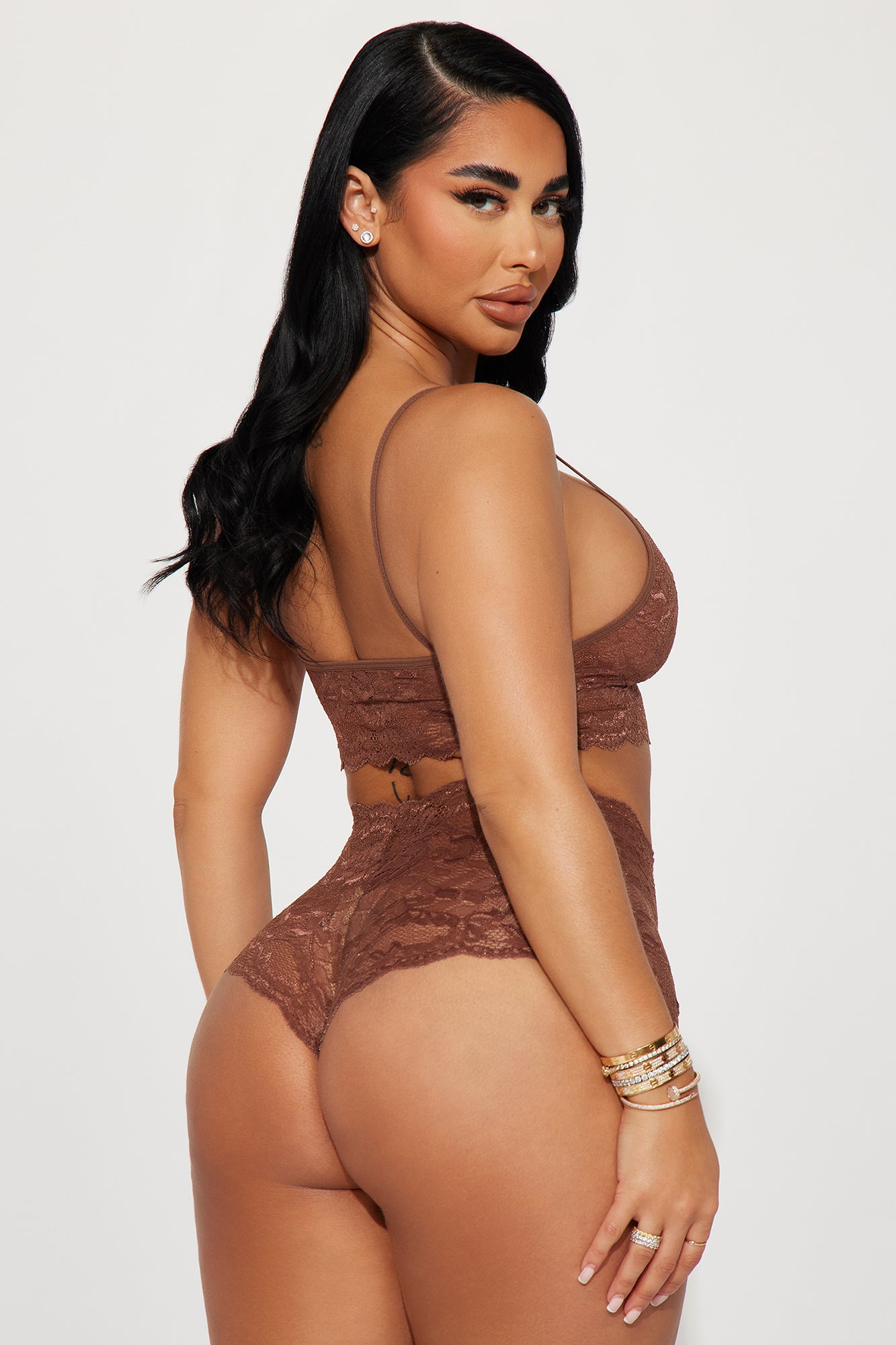 Sultry Moments Lace 2 Piece Set - Chocolate - Image 3
