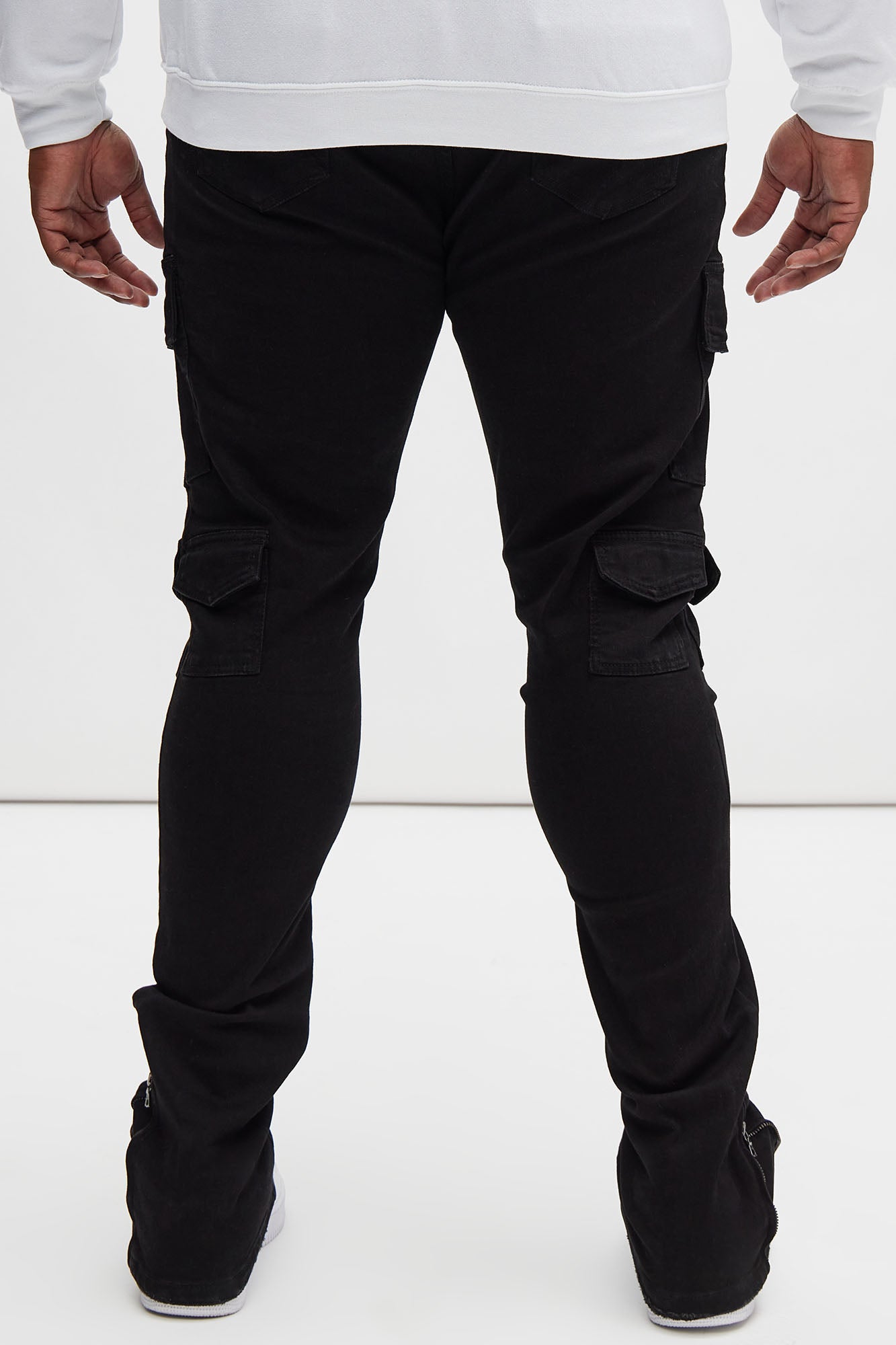 Convertible Stacked Skinny Flare Jeans - Black - Image 8