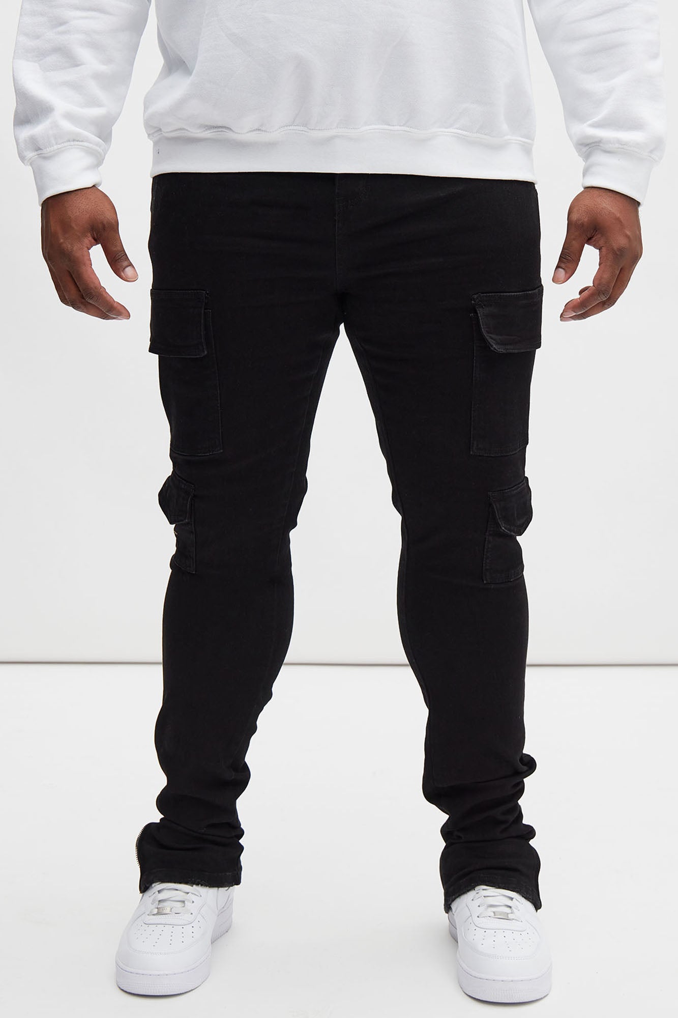 Convertible Stacked Skinny Flare Jeans - Black - Image 6