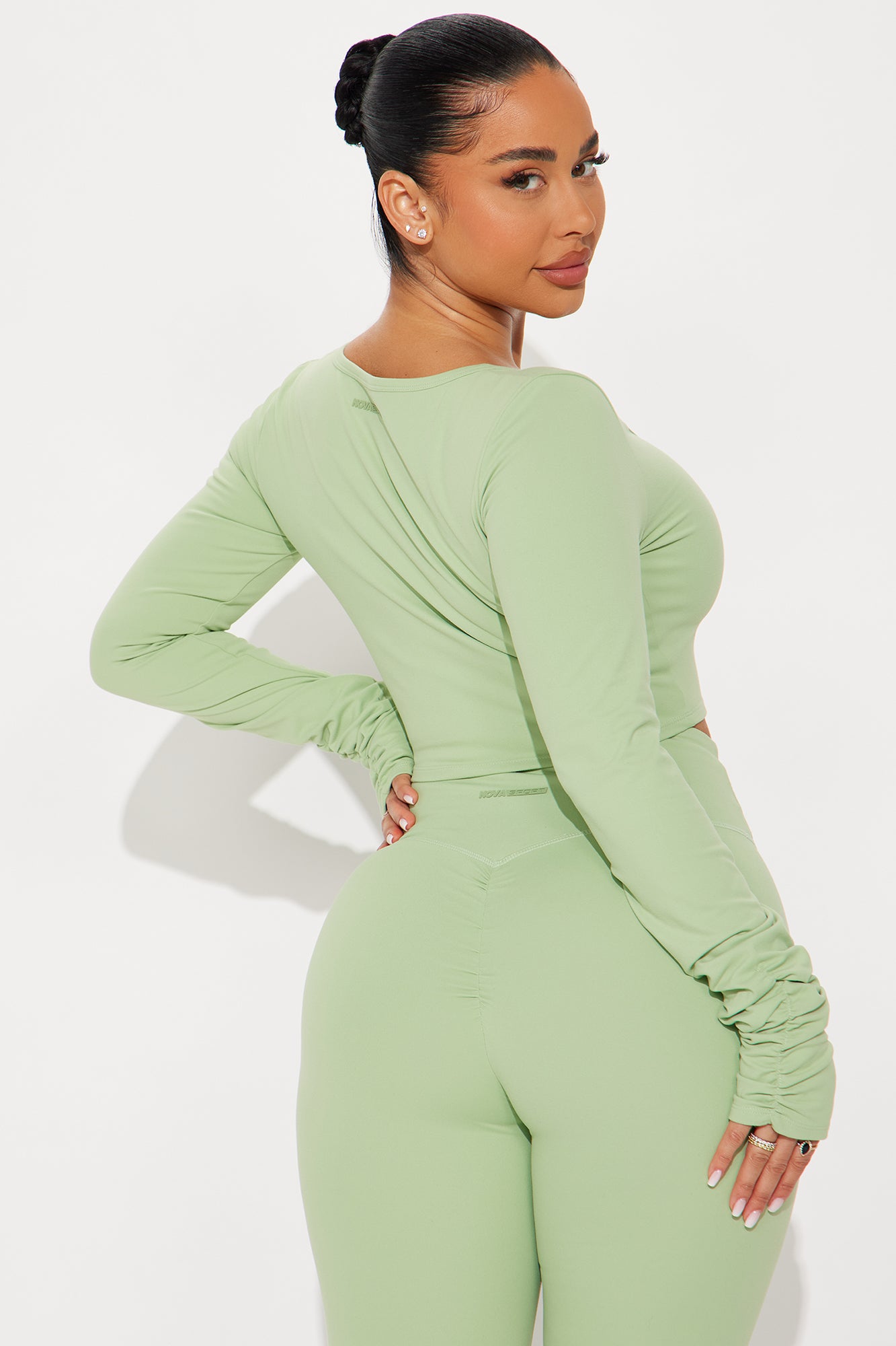 Barre Baddie Super Soft Active Top - Sage - Image 4