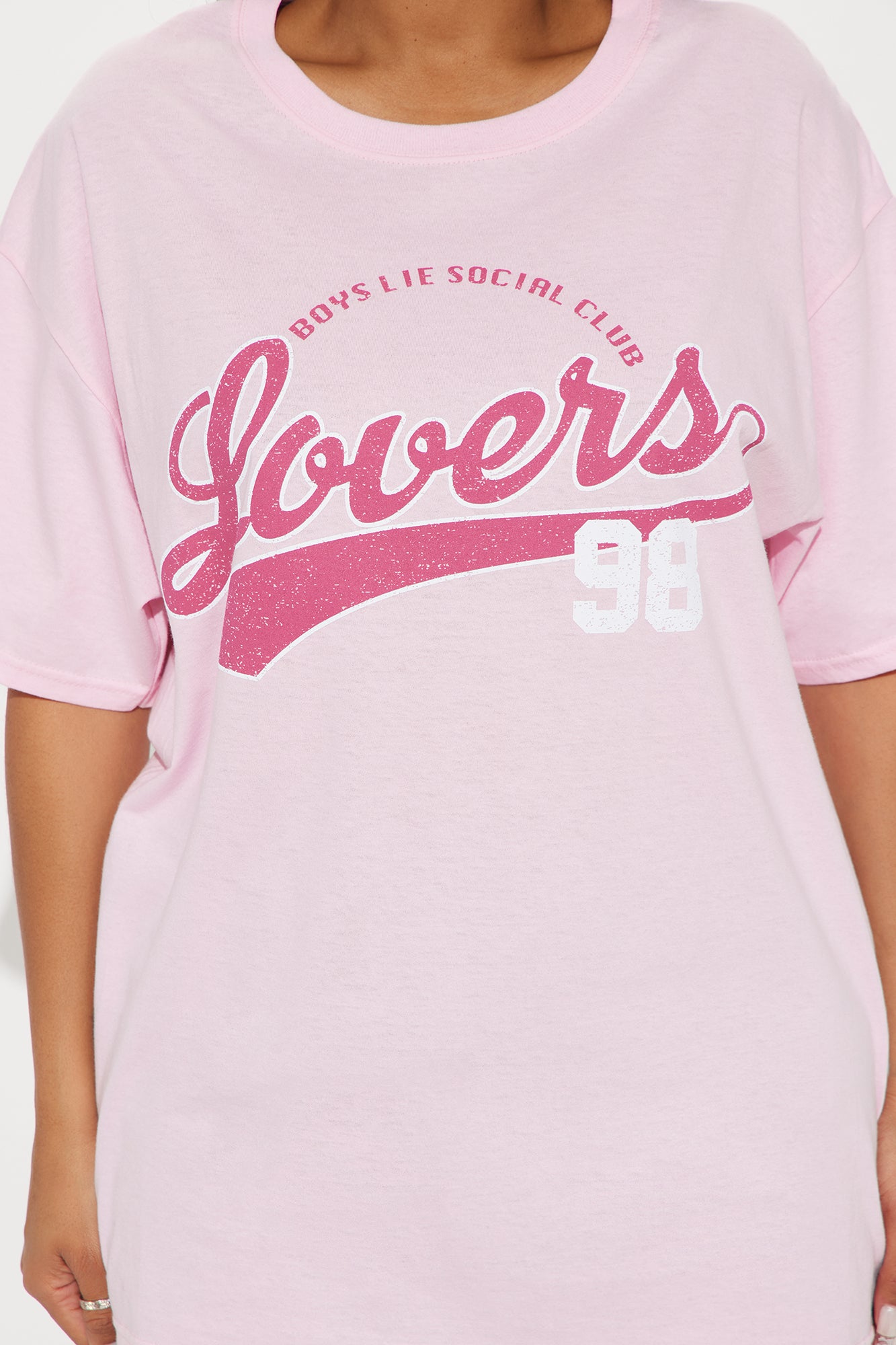 Boys Lie Lovers Club Oversized Tee - Light Pink - Image 3