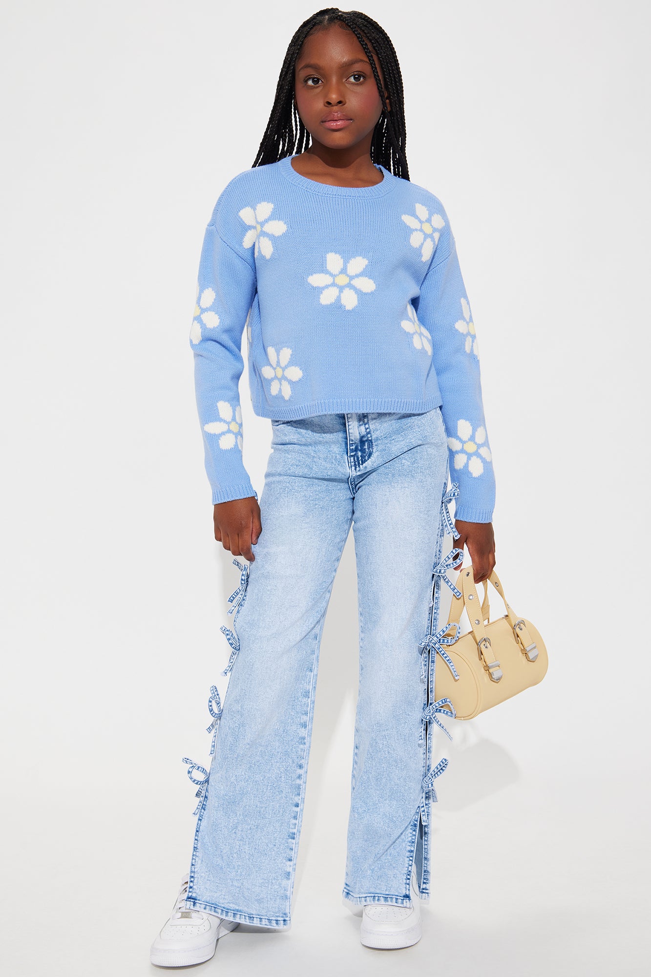 Mini Fiona Bow Jeans - Light Blue Wash - Image 5