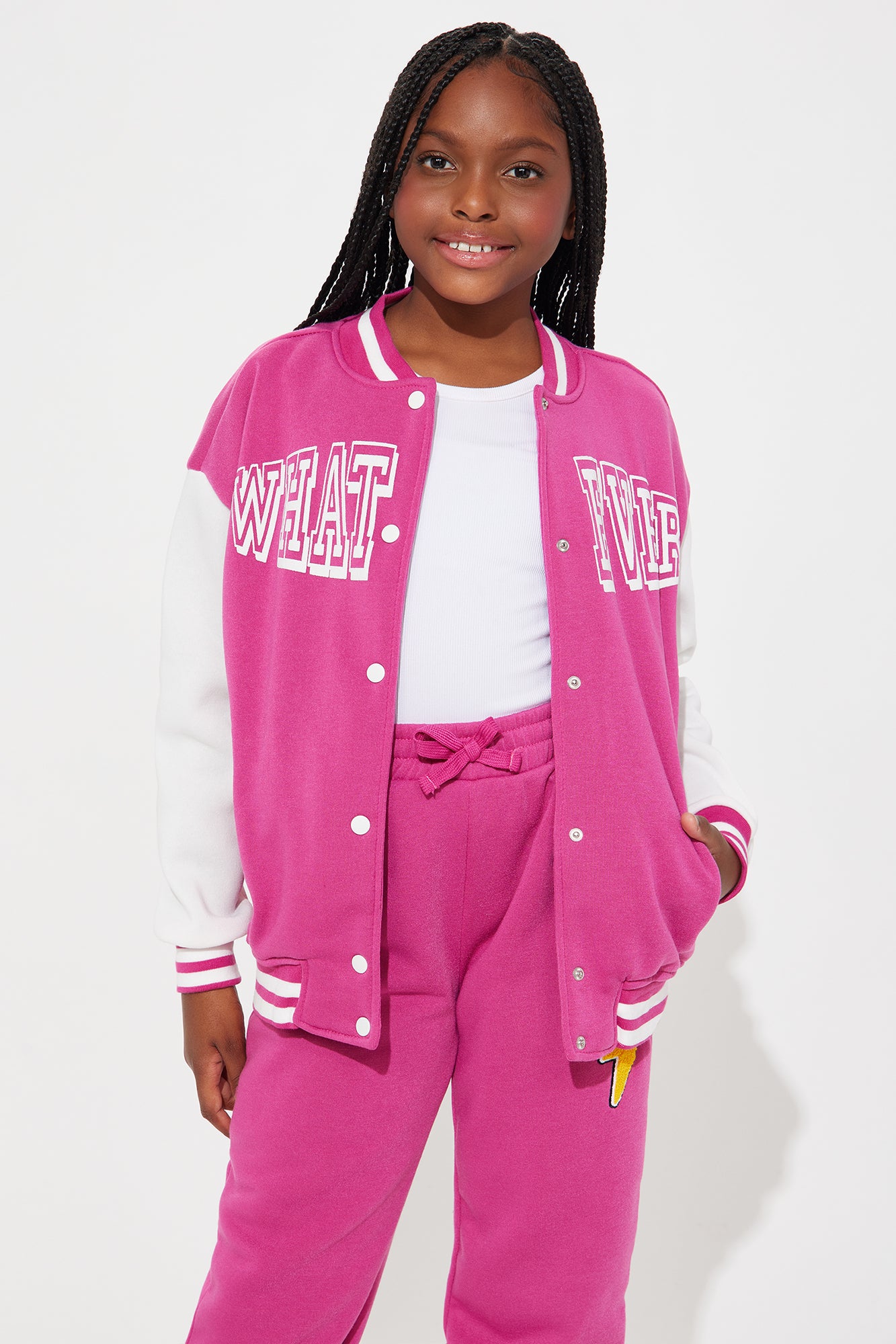 Mini Whatever Forever Jogger Set - Fuchsia - Image 3