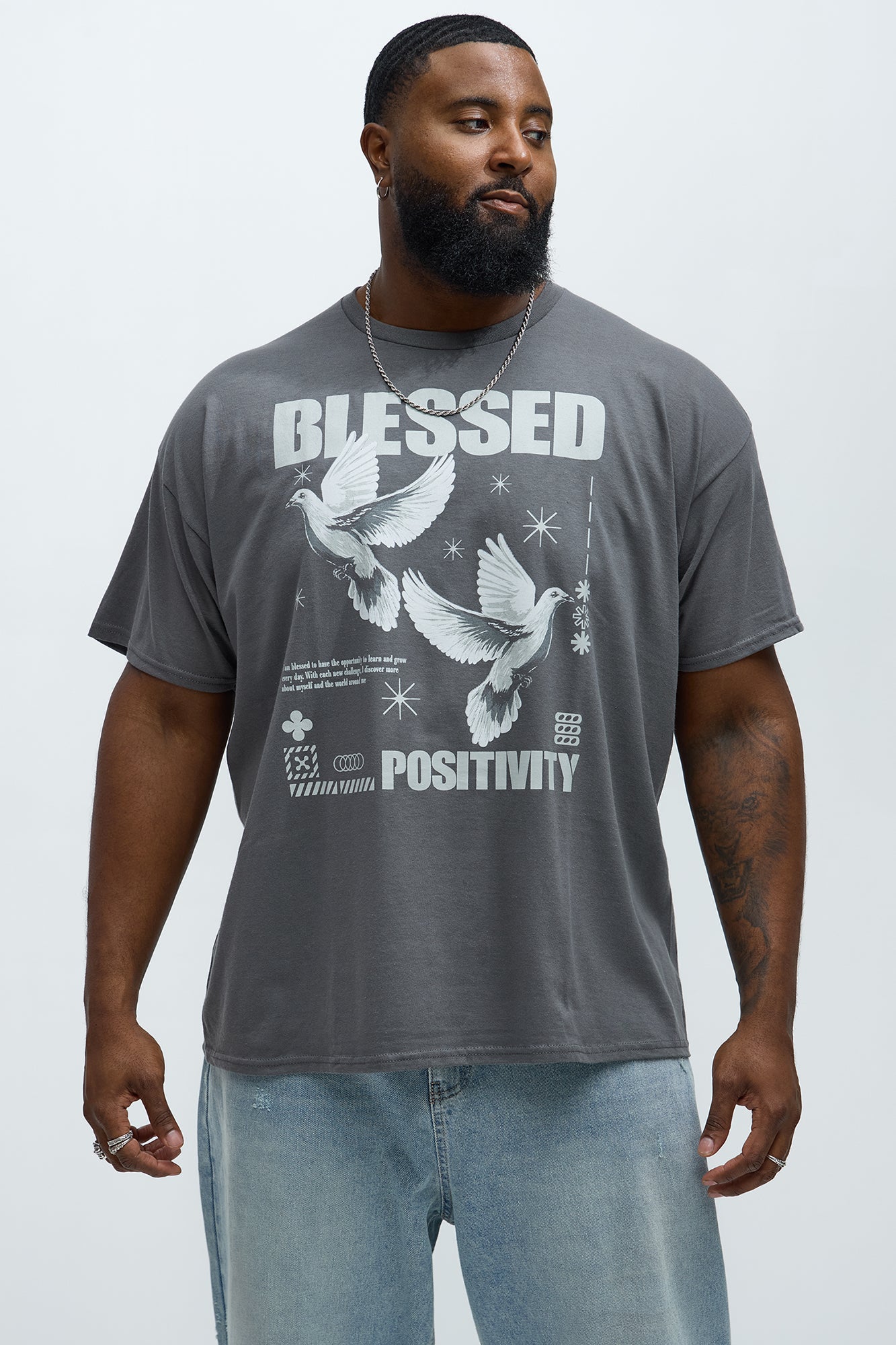 Blessed Positivity Short Sleeve Tee - Charcoal - Image 4