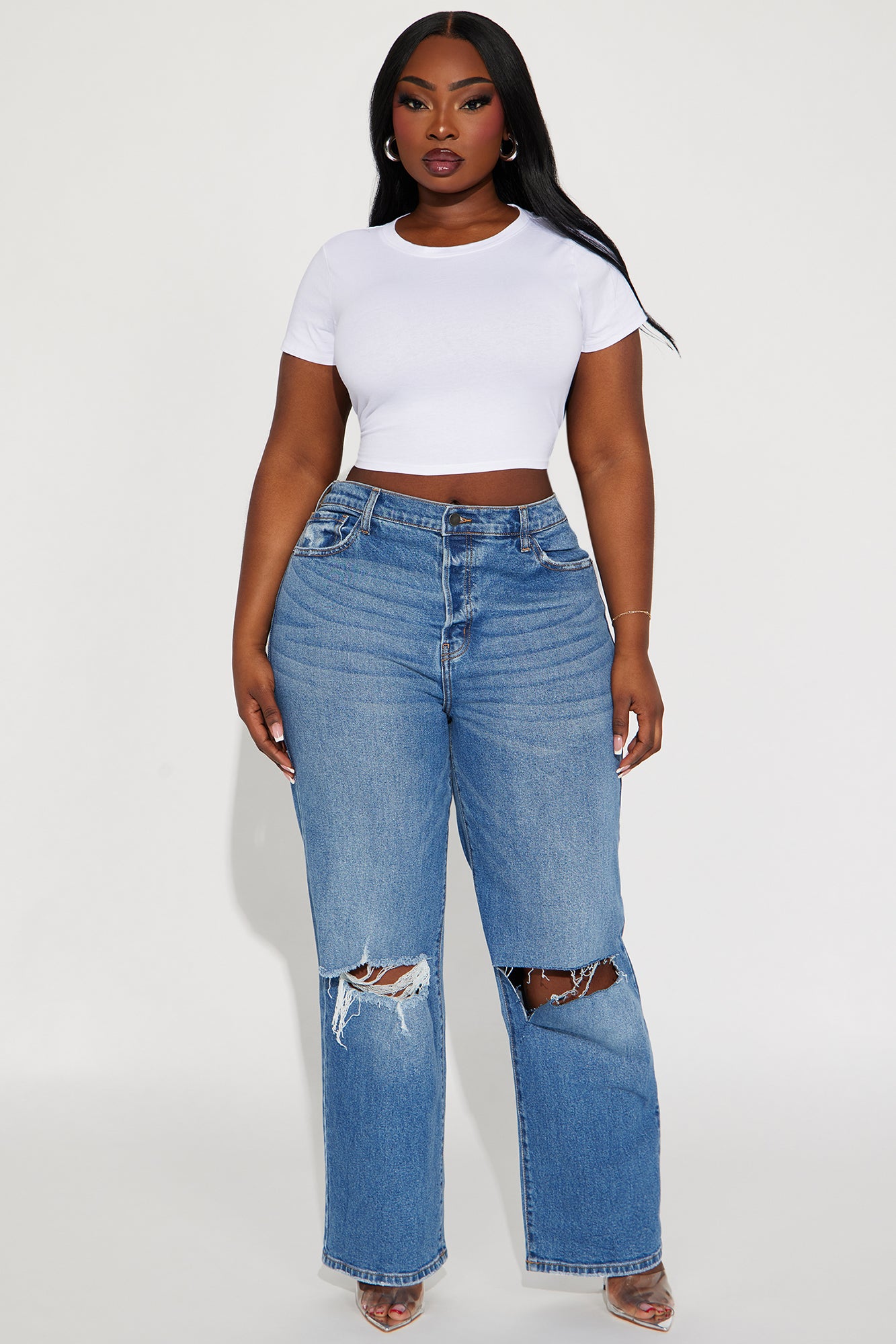 Cut Above The Rest Ripped Straight Leg Jeans - Medium Wash - Image 6
