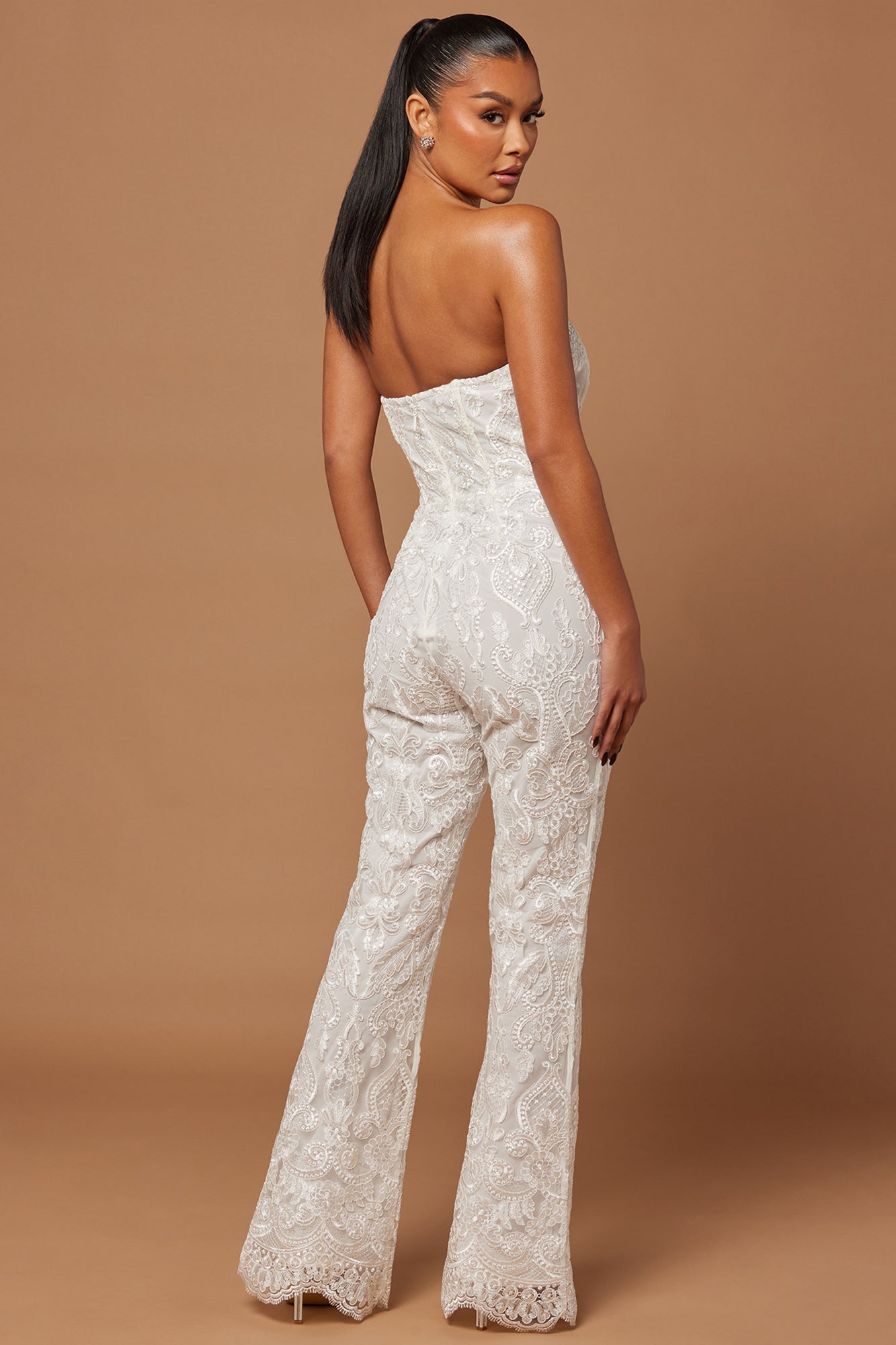 Esther Sequin Embroidered Jumpsuit - White - Image 4