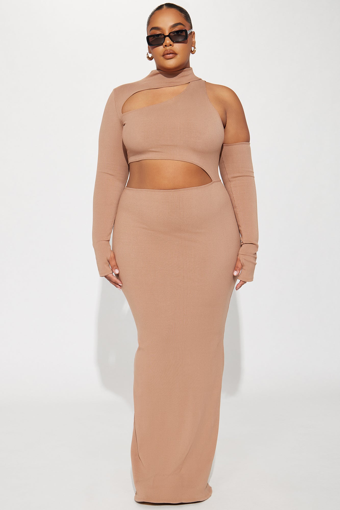 Angelina Snatched Maxi Dress - Nude - Image 4