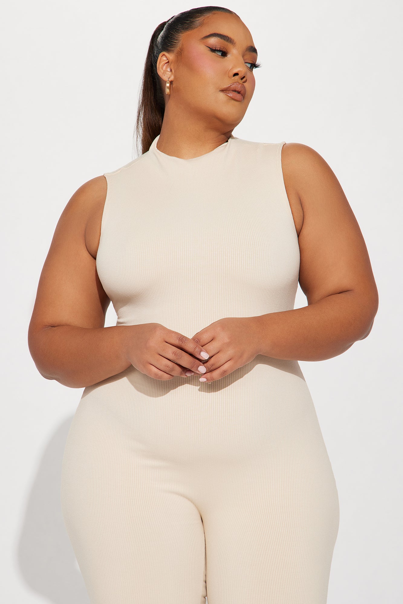 Amber Snatched Flare Jumpsuit - Cream - Image 7