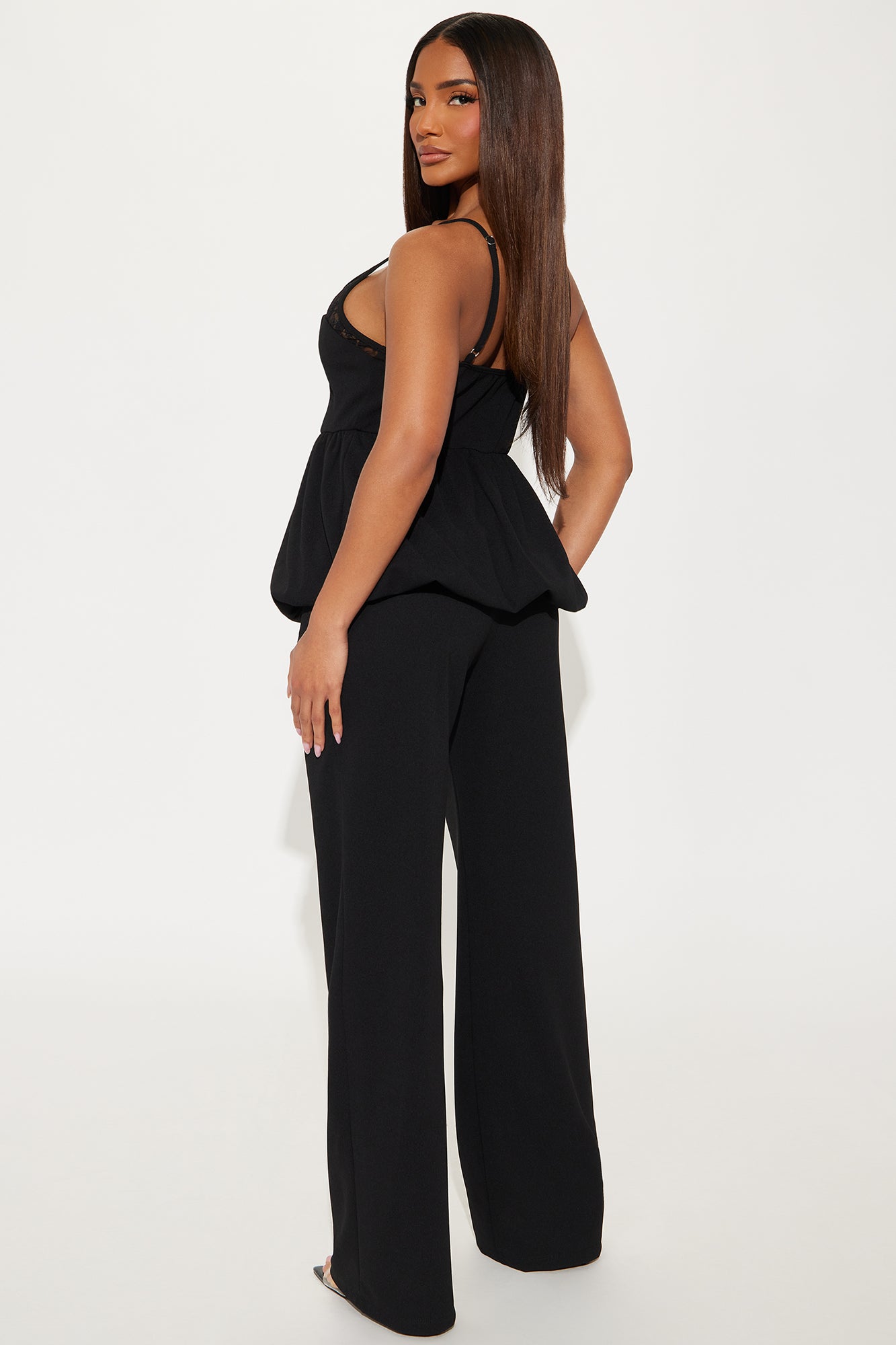 Mabel Peplum Pant Set - Black - Image 3