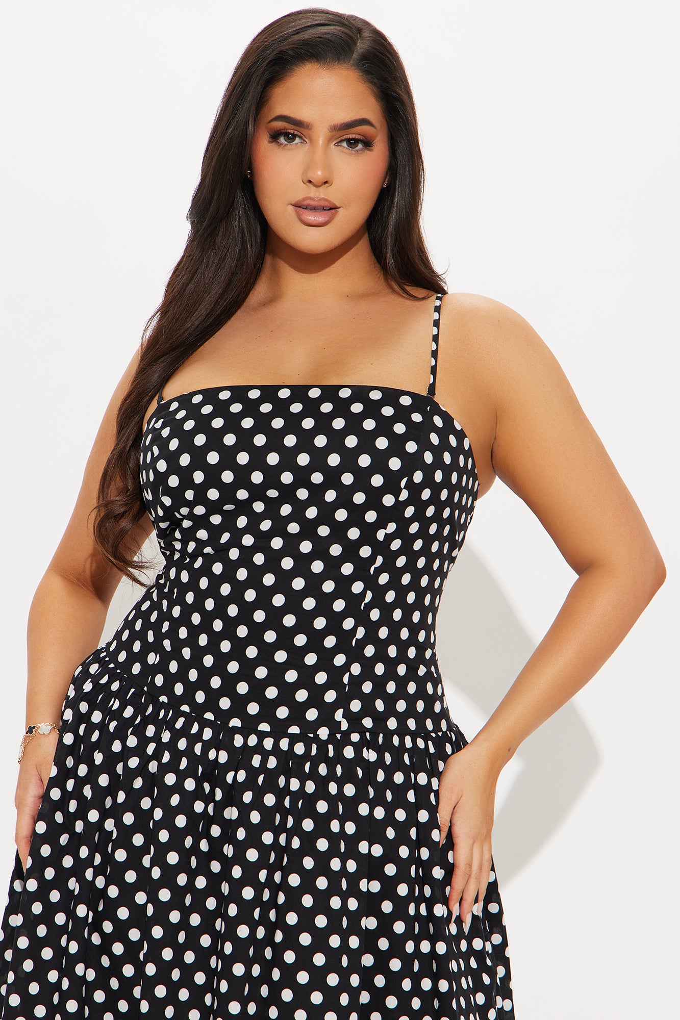 Valerie Polka Dot Midi Dress - Black - Image 6