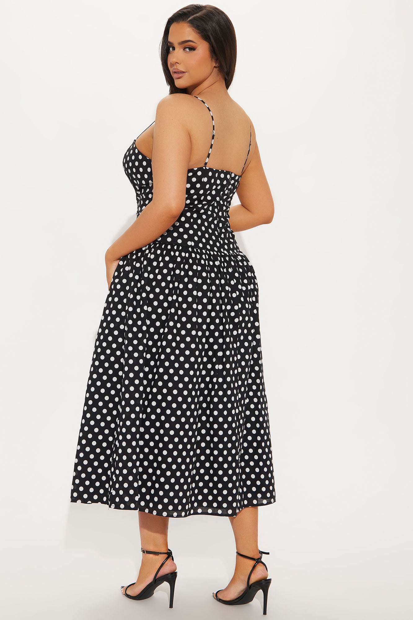 Valerie Polka Dot Midi Dress - Black - Image 7