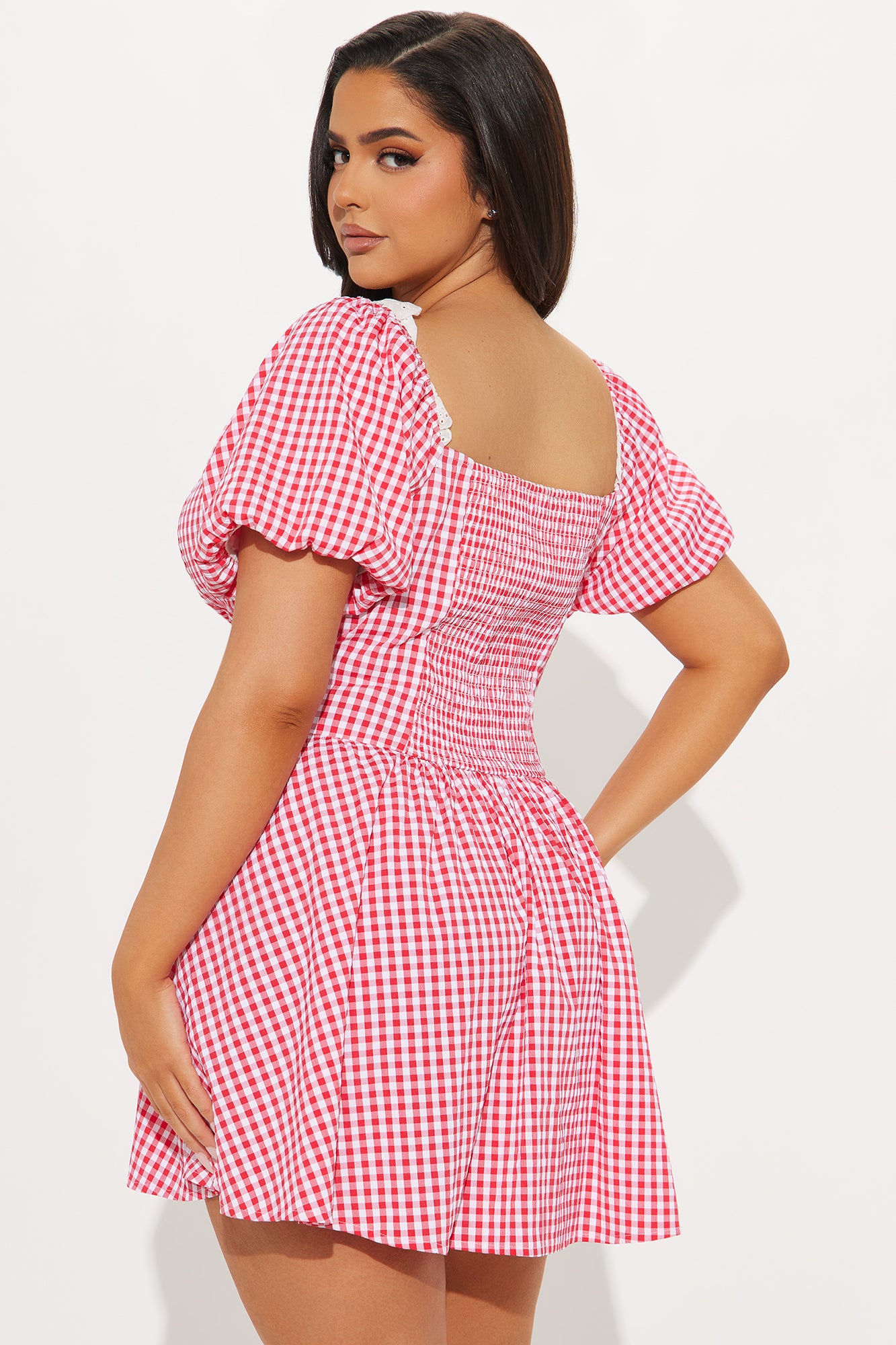 Fresh Start Gingham Mini Dress - Red - Image 6