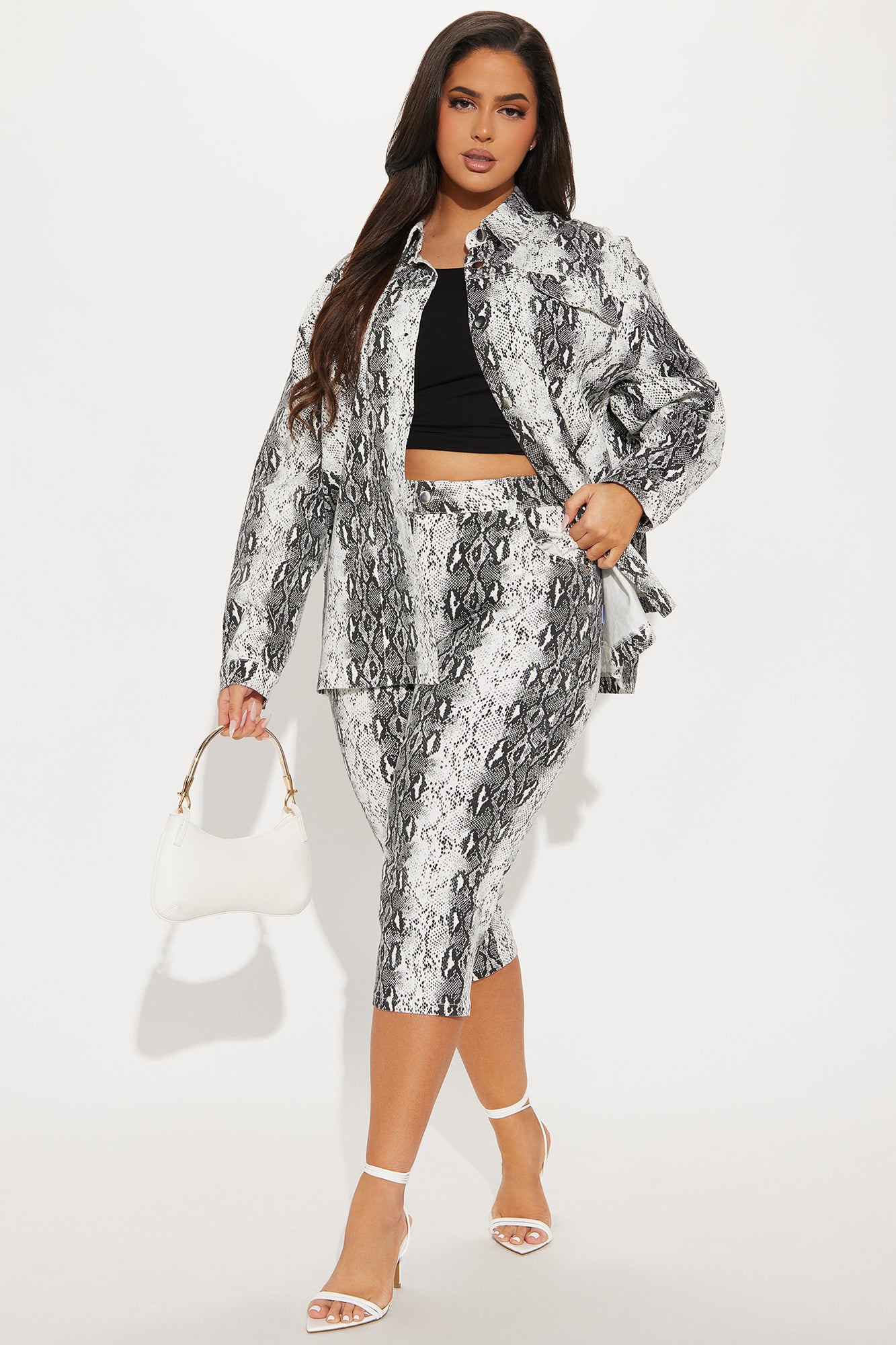 Blanca Snake Print Capri Set - White/combo - Image 5