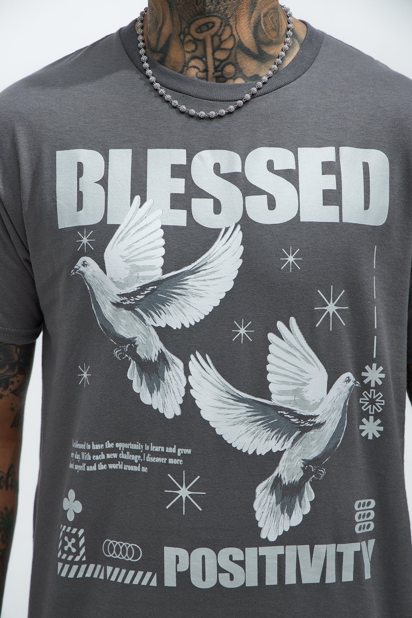 Blessed Positivity Short Sleeve Tee - Charcoal - Image 3